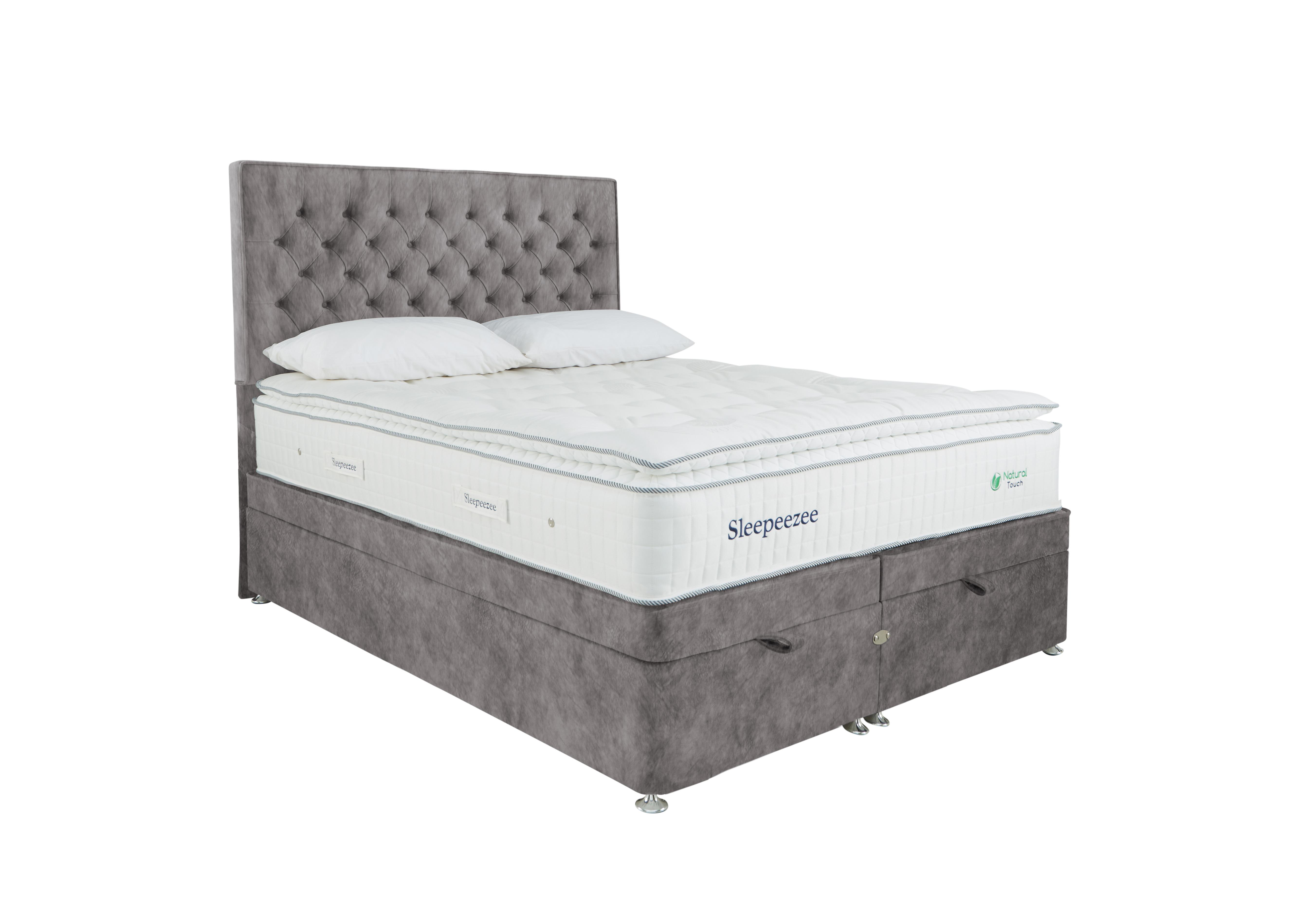 Natural Touch 3000 Pillowtop End Ottoman Divan Set in Dapple Silver on Furniture Village