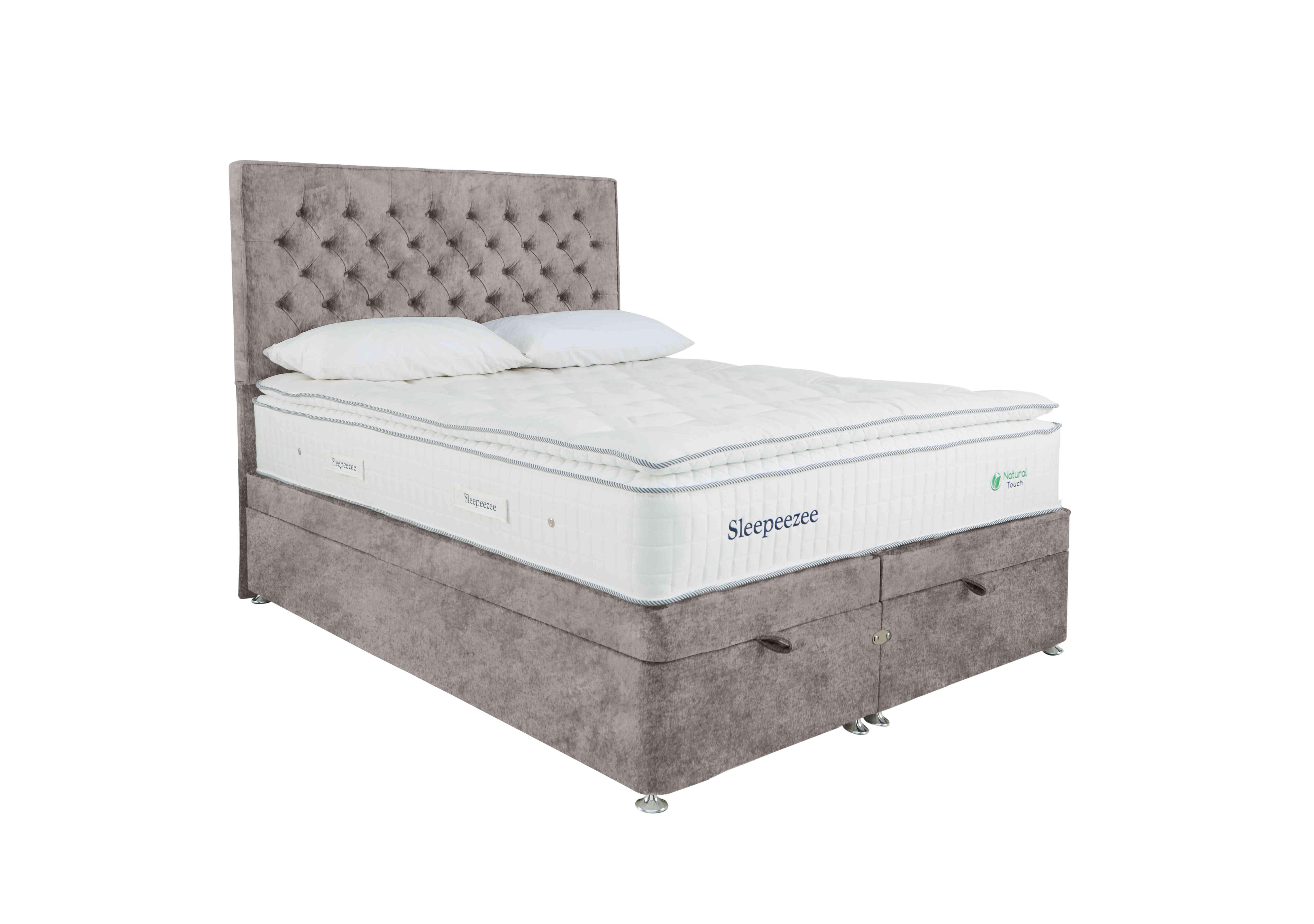 Natural Touch 3000 Pillowtop End Ottoman Divan Set in Daytona Silver on Furniture Village