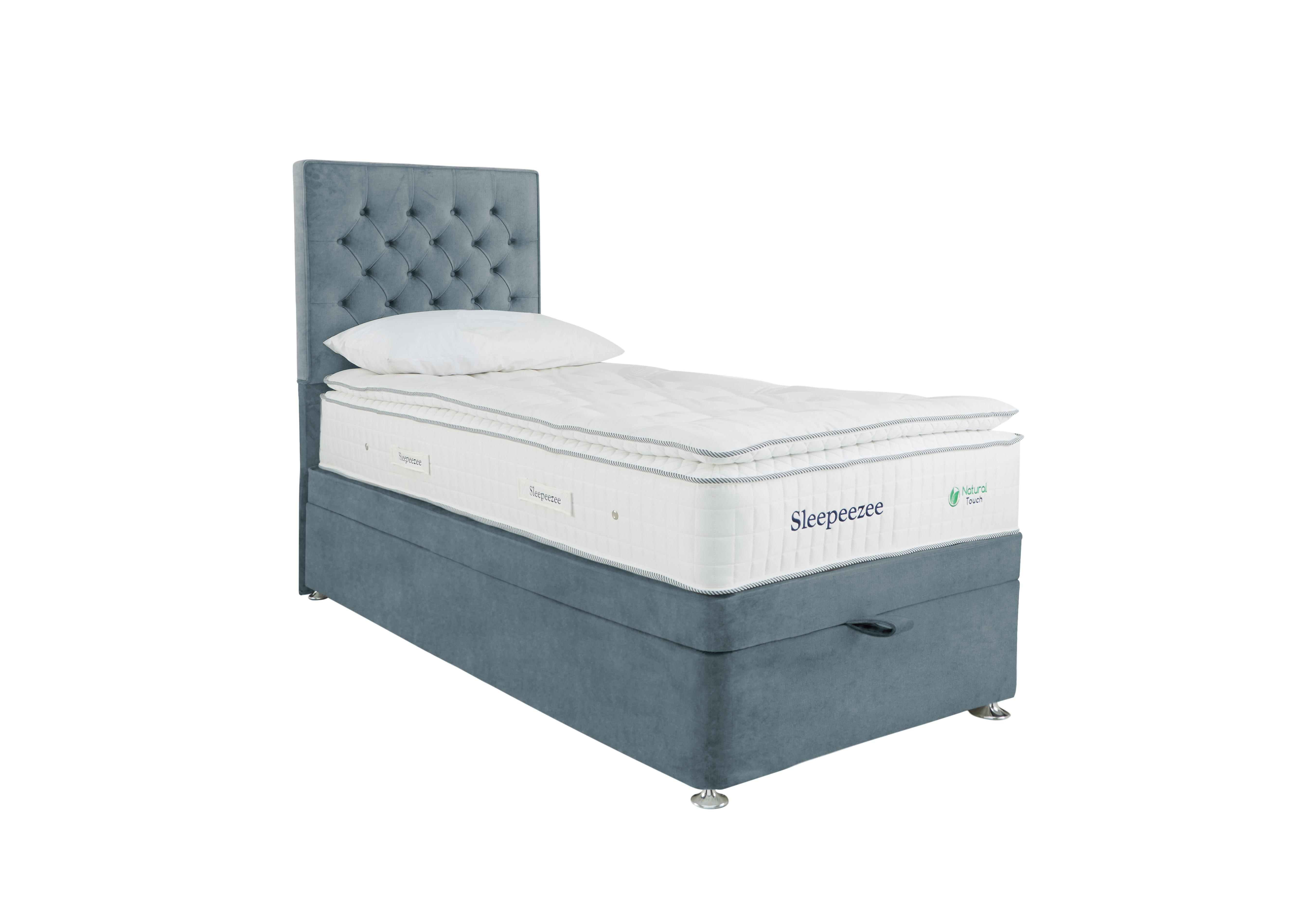 Natural Touch 3000 Pillowtop End Ottoman Divan Set in Plush Light Blue on Furniture Village