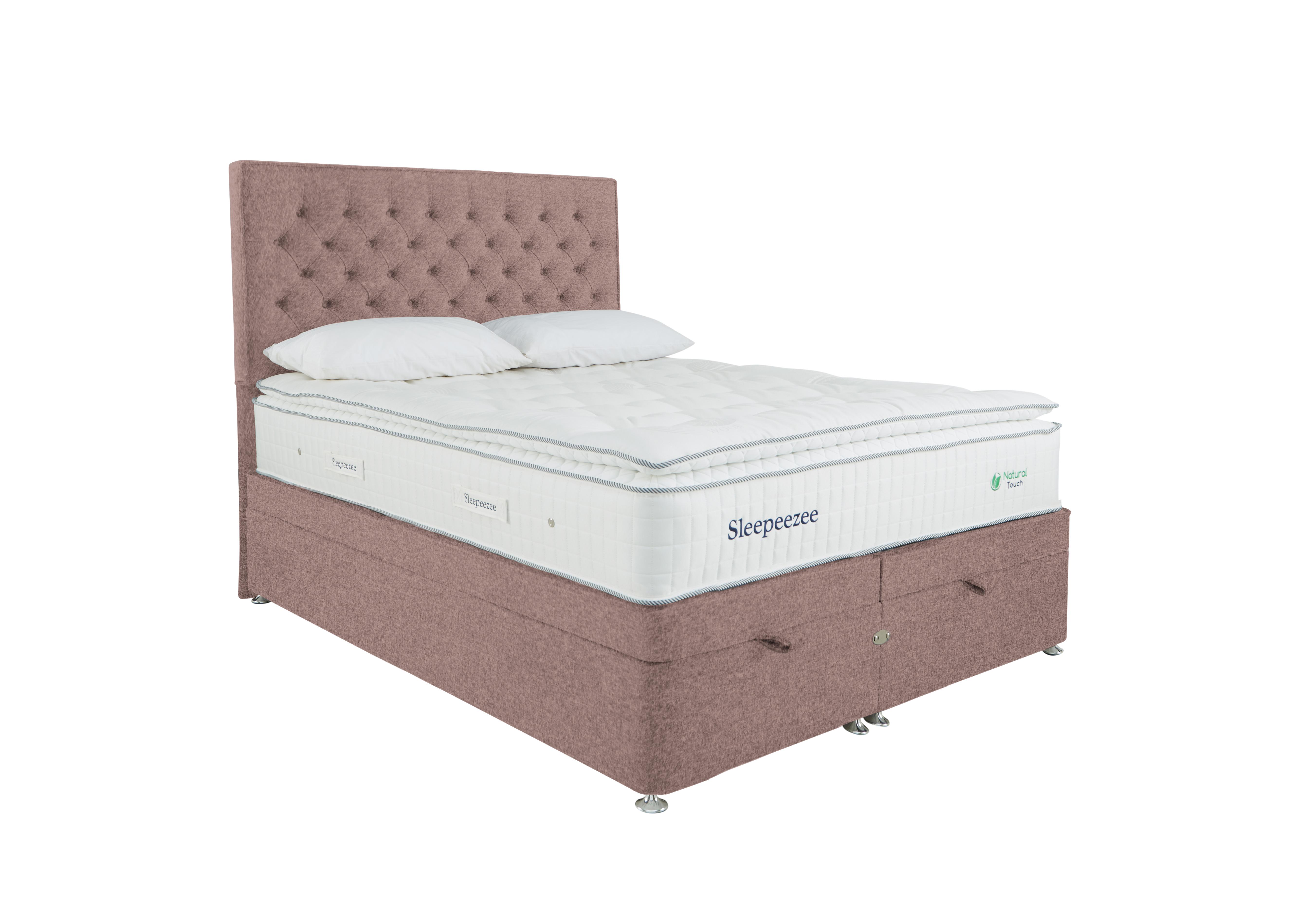 Natural Touch 3000 Pillowtop End Ottoman Divan Set in Tweed 701 Lilac on Furniture Village