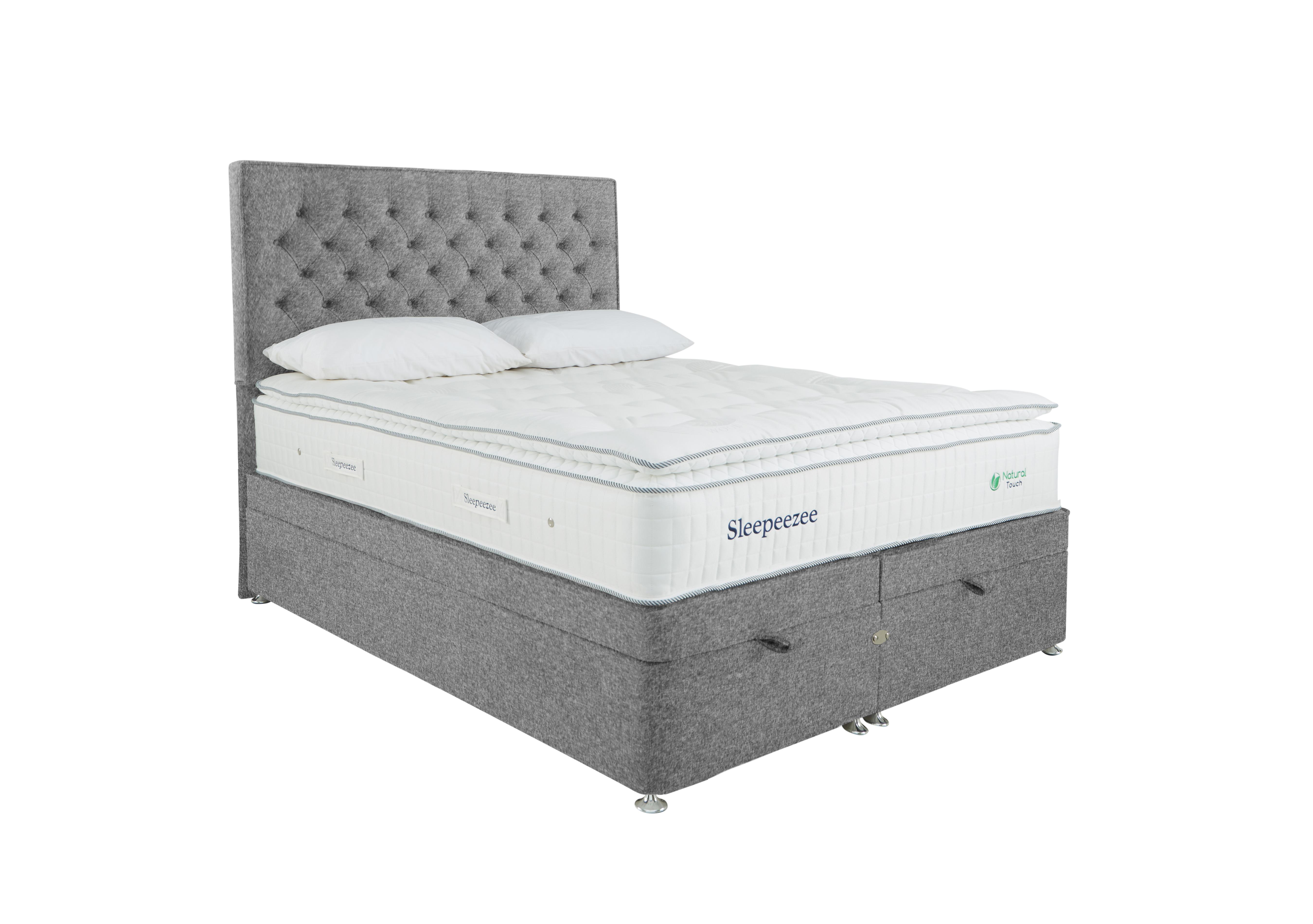 Natural Touch 3000 Pillowtop End Ottoman Divan Set in Tweed 803 Grey on Furniture Village