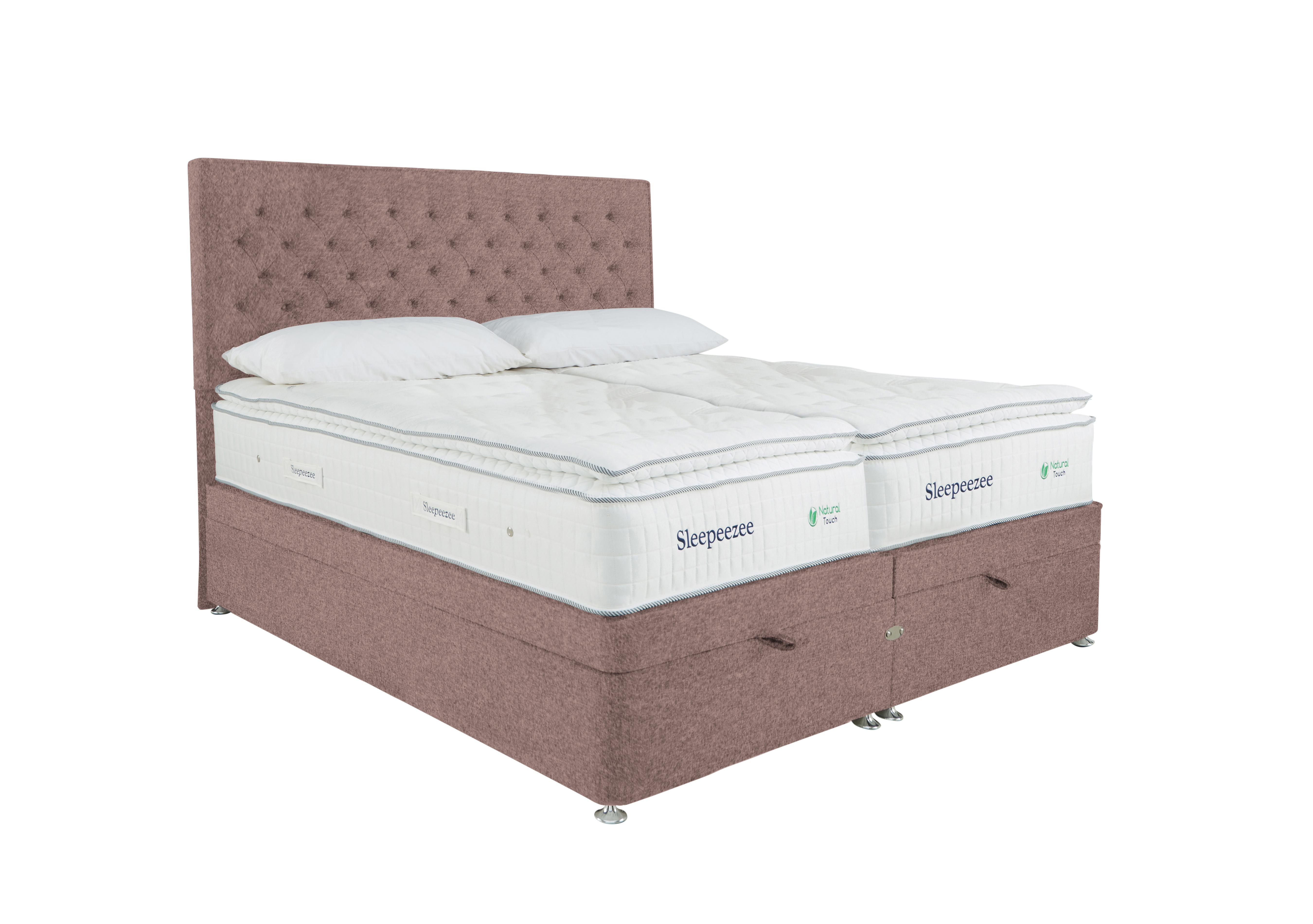 Natural Touch 3000 Pillowtop Zip and Link End Ottoman Divan Set in Tweed 701 Lilac on Furniture Village