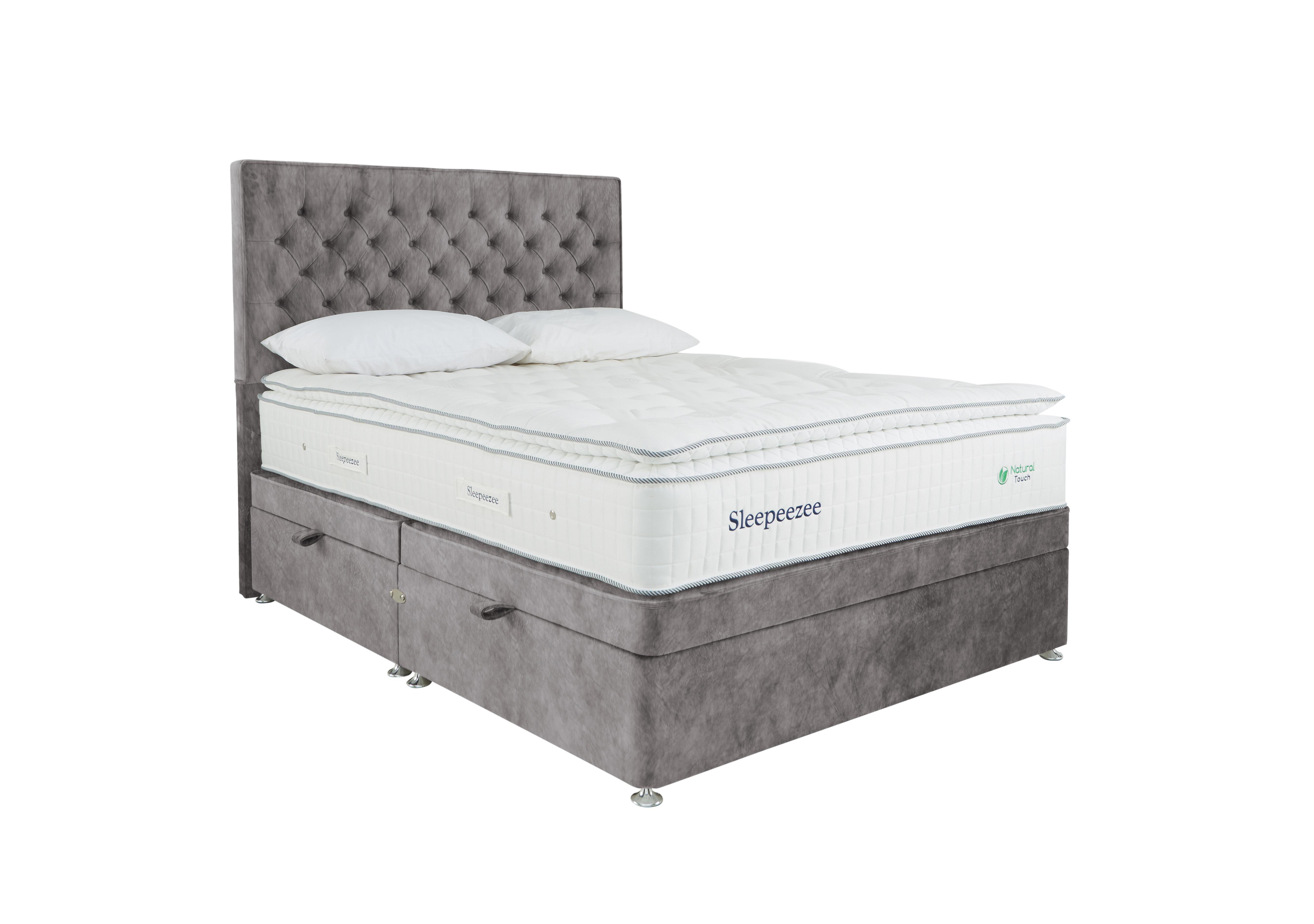 Natural Touch 3000 Pillowtop Side Ottoman Divan Set in Dapple Silver on Furniture Village