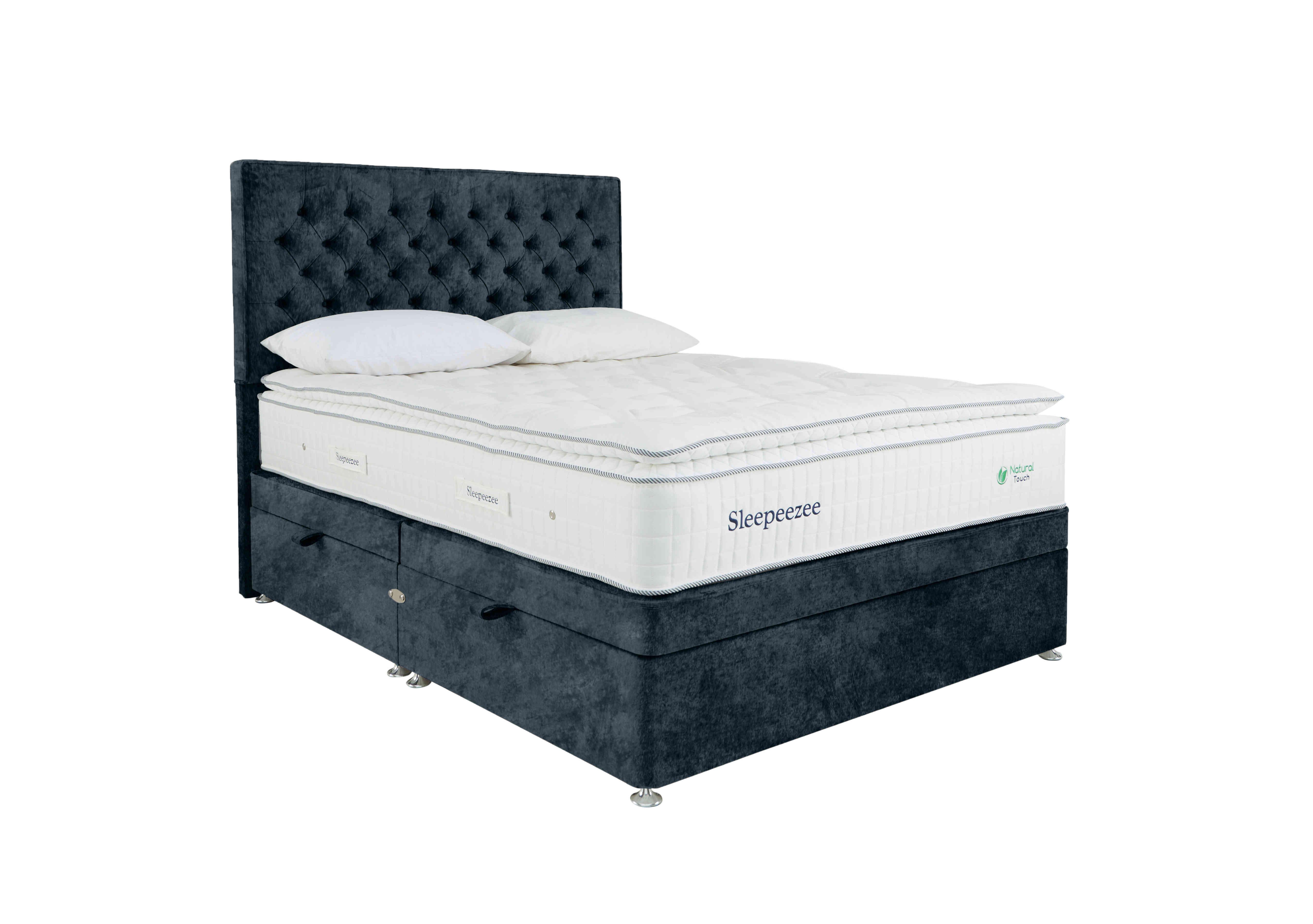 Natural Touch 3000 Pillowtop Side Ottoman Divan Set in Daytona Ocean on Furniture Village