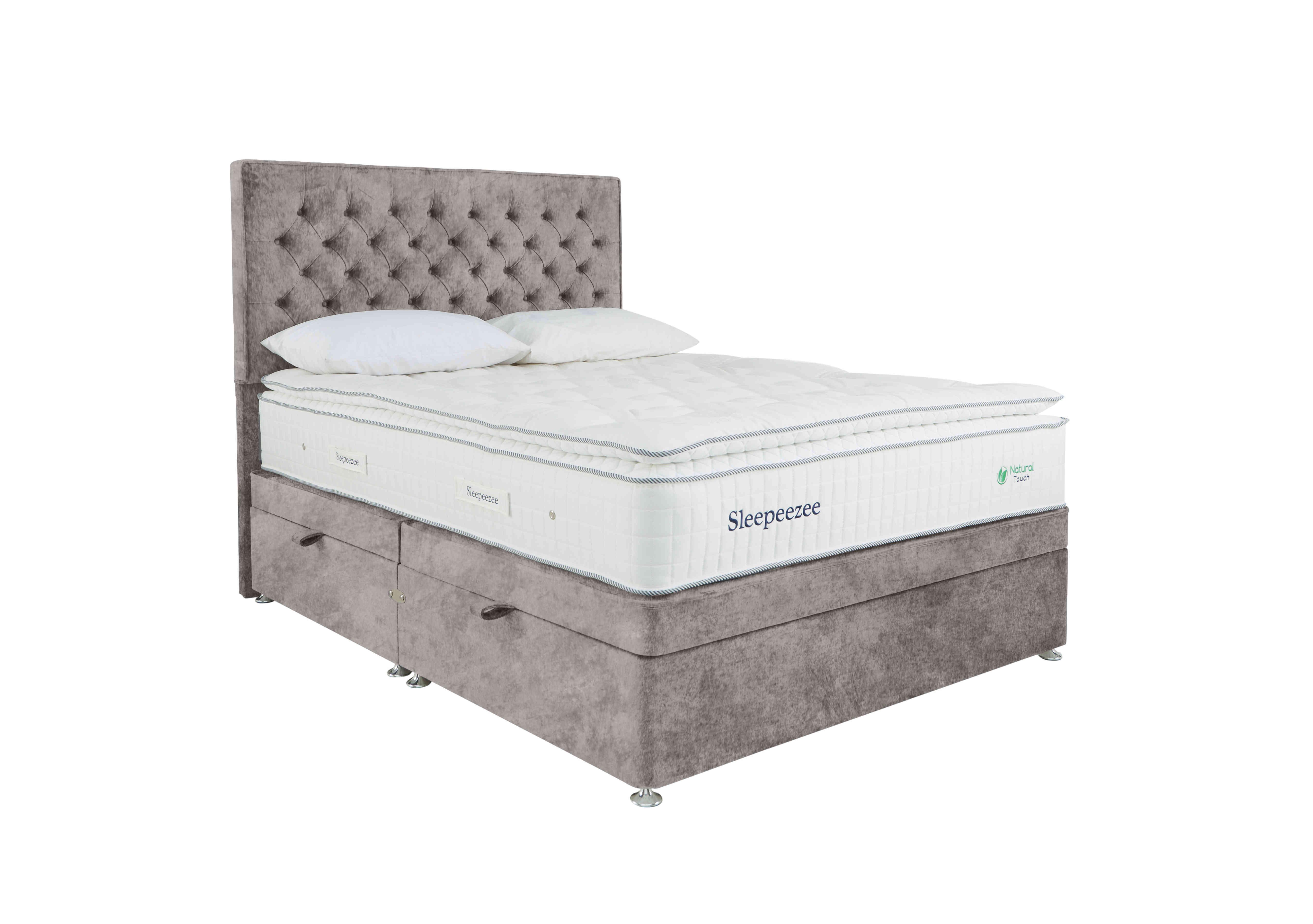 Natural Touch 3000 Pillowtop Side Ottoman Divan Set in Daytona Silver on Furniture Village