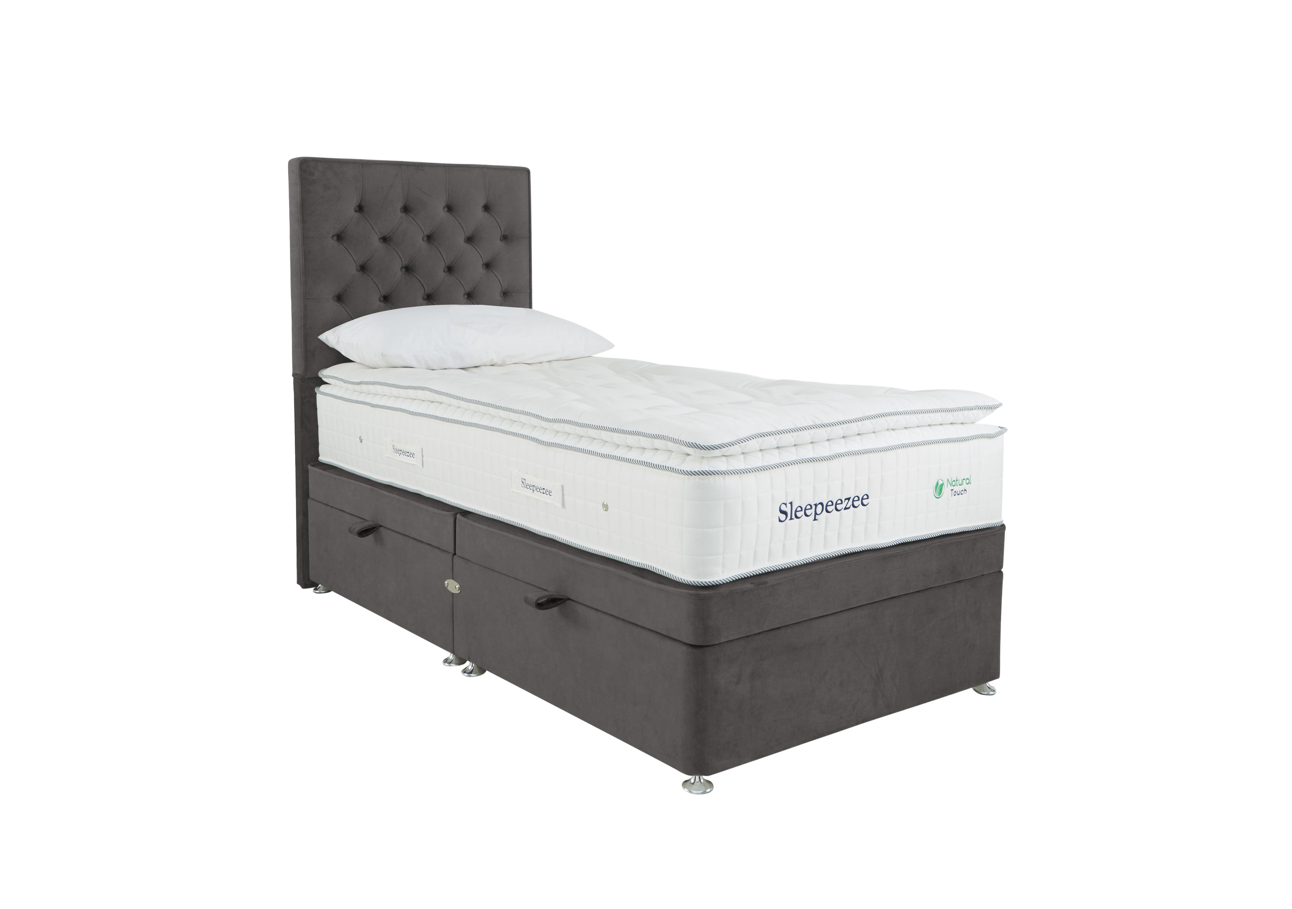 Natural Touch 3000 Pillowtop Side Ottoman Divan Set in Plush Dark Grey on Furniture Village
