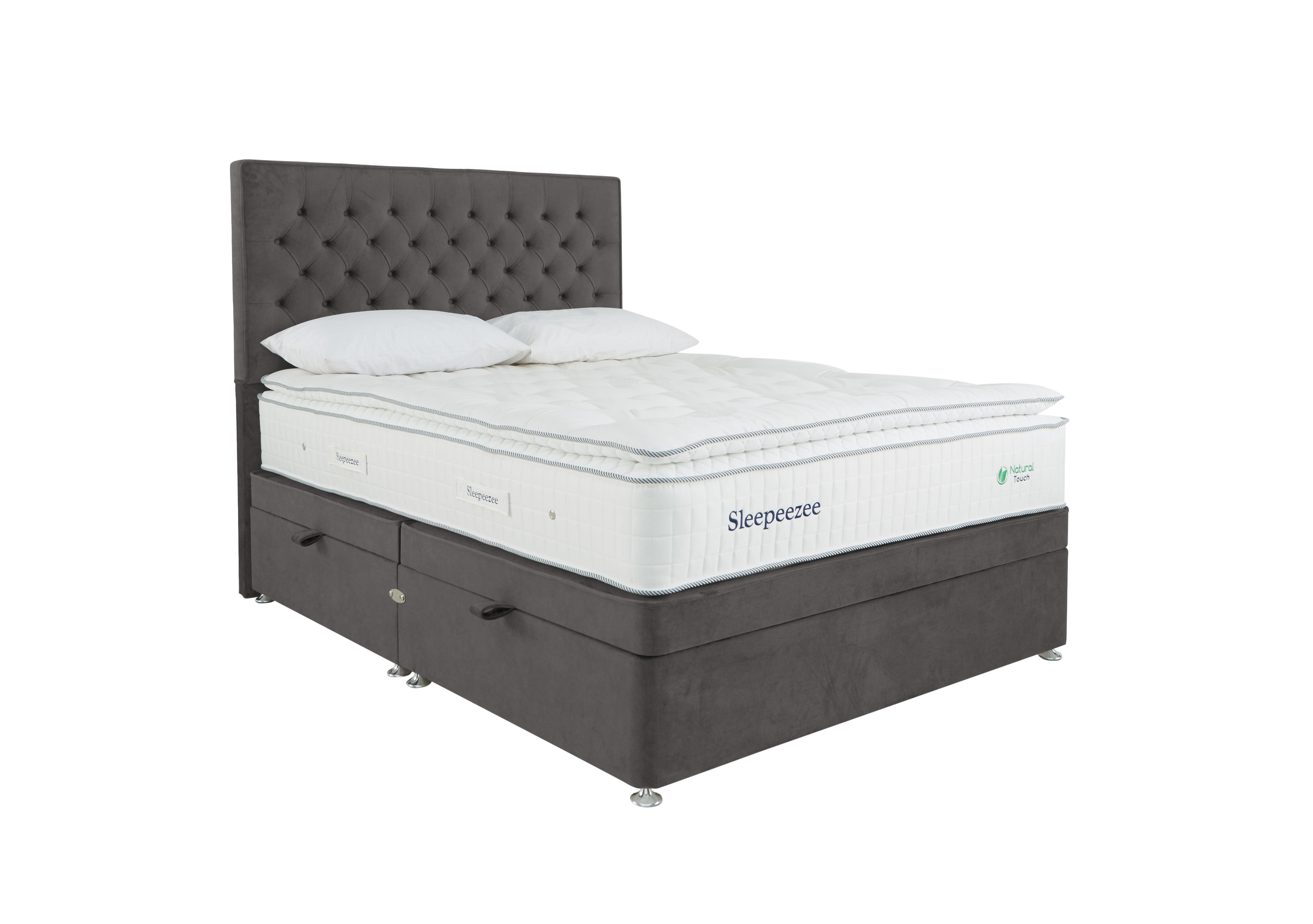 Natural Touch 3000 Pillowtop Side Ottoman Divan Set in Plush Dark Grey on Furniture Village