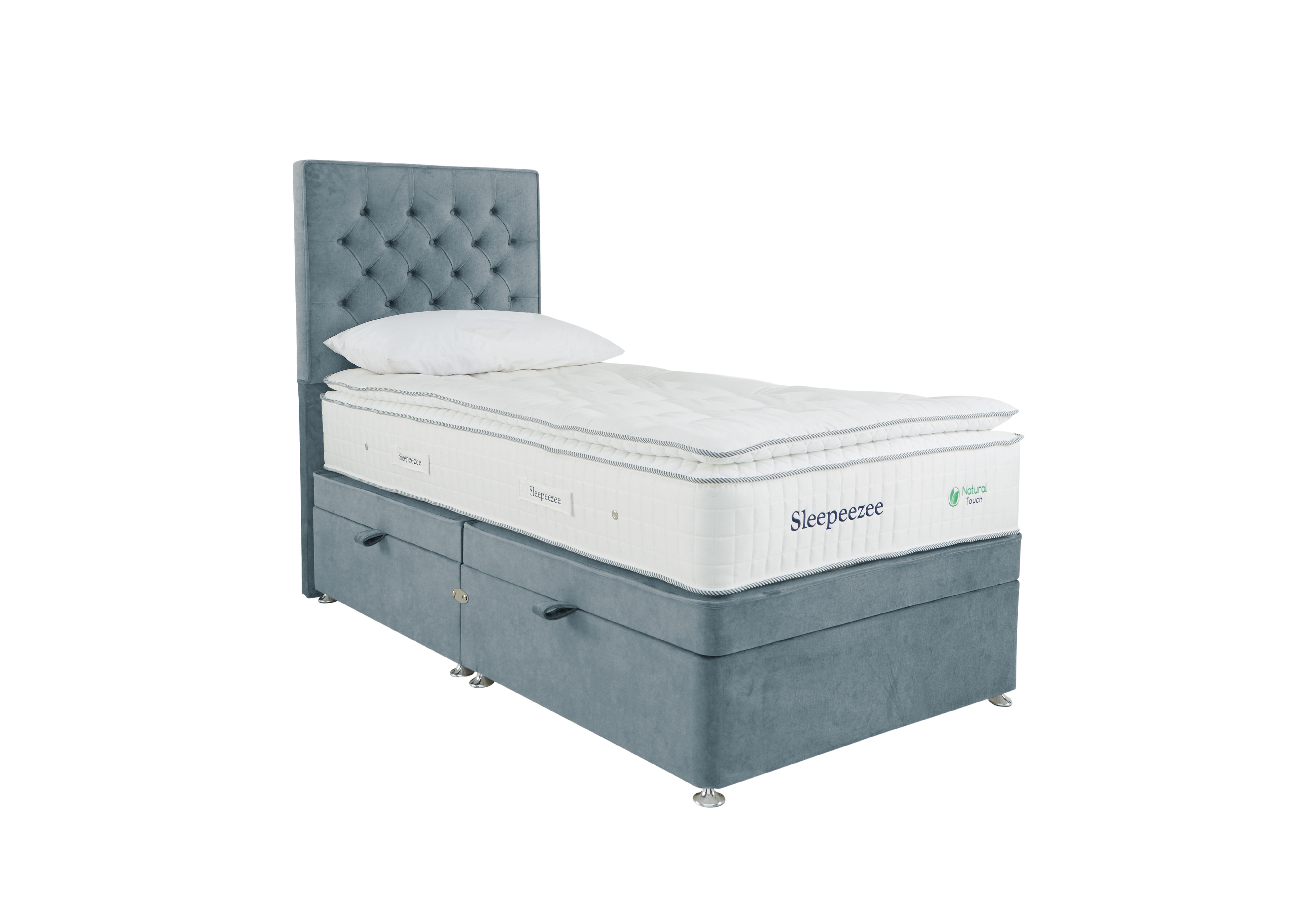 Natural Touch 3000 Pillowtop Side Ottoman Divan Set in Plush Light Blue on Furniture Village