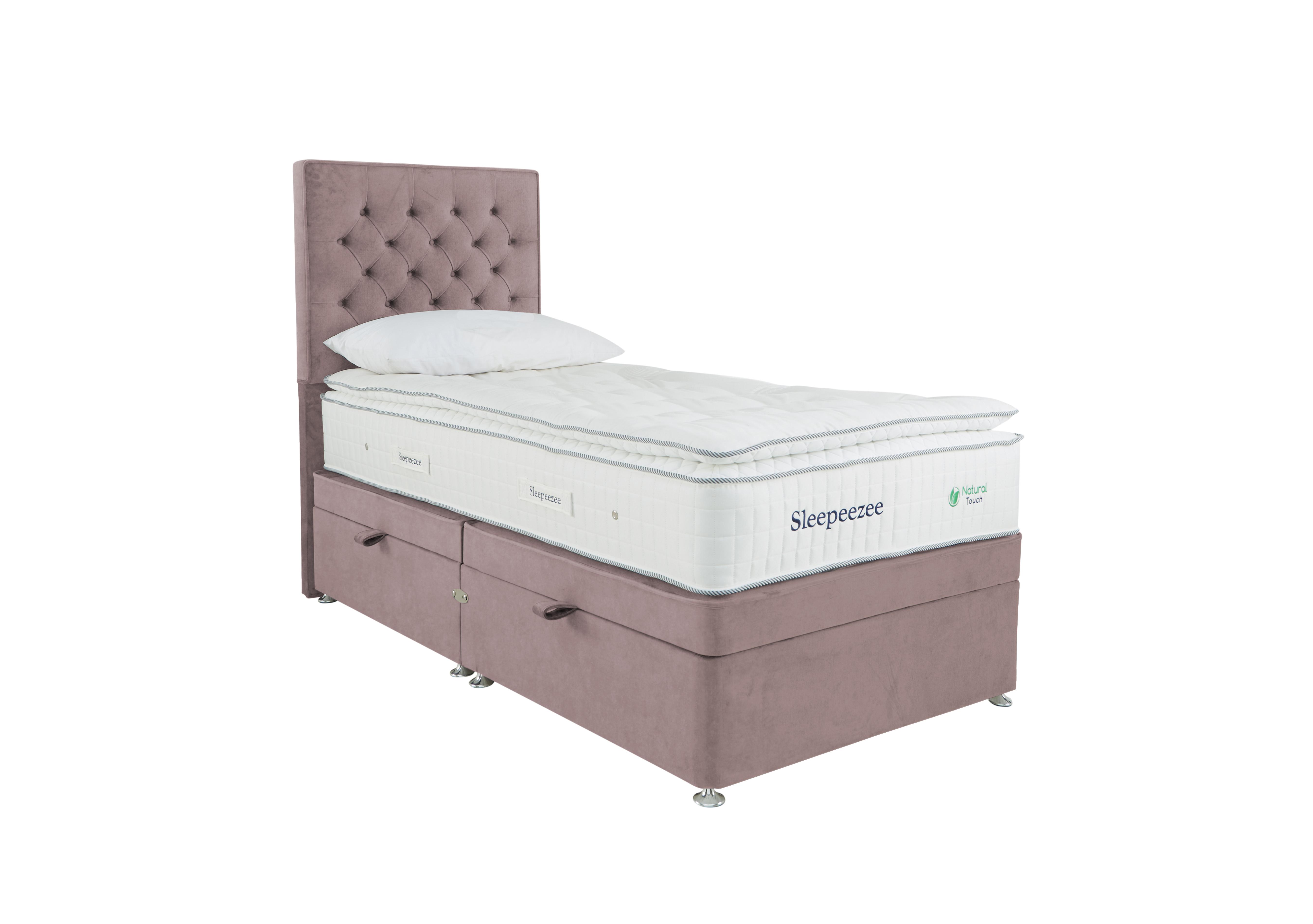 Natural Touch 3000 Pillowtop Side Ottoman Divan Set in Plush Light Pink on Furniture Village