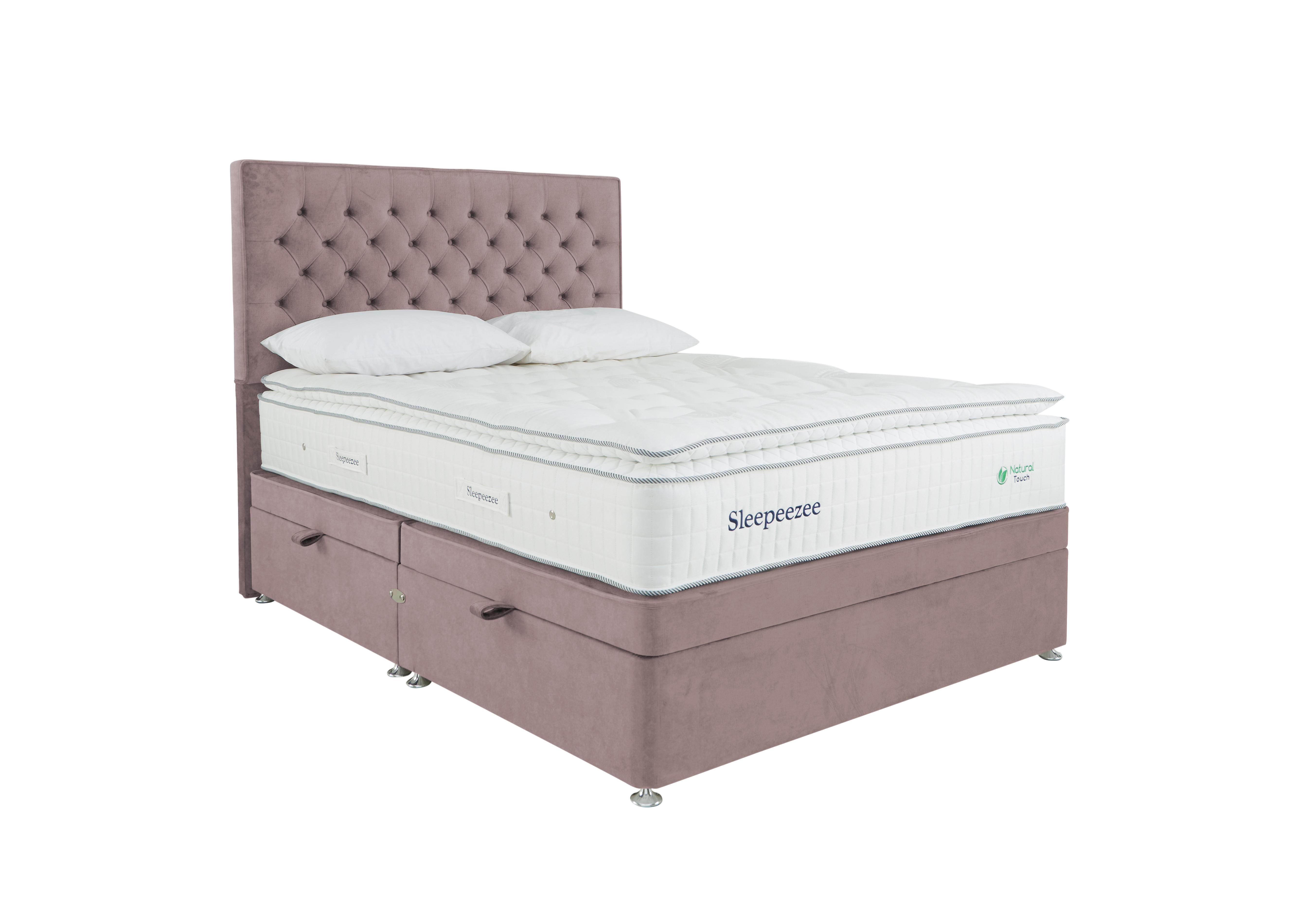 Natural Touch 3000 Pillowtop Side Ottoman Divan Set in Plush Light Pink on Furniture Village