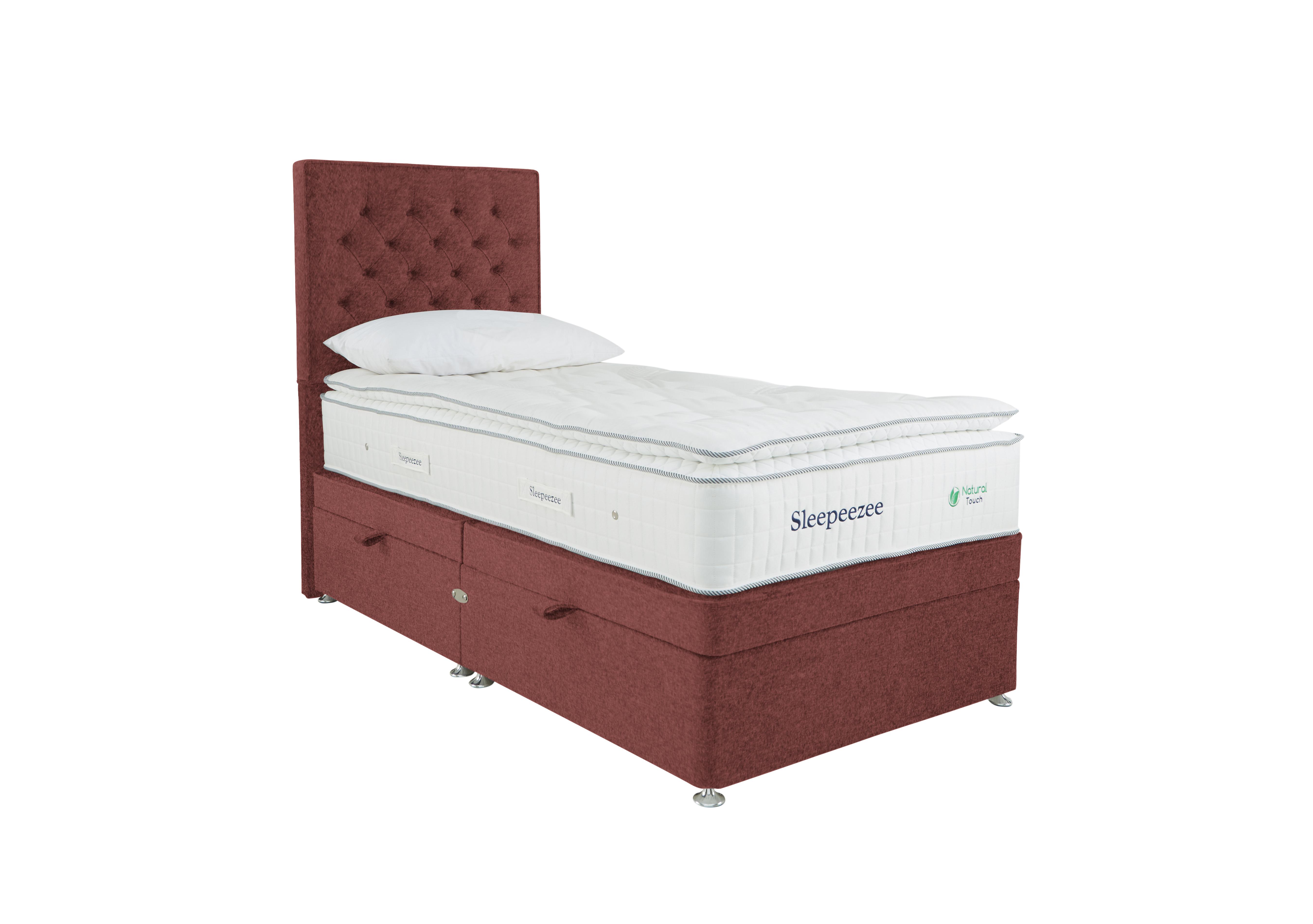 Natural Touch 3000 Pillowtop Side Ottoman Divan Set in Tweed 201 Rose on Furniture Village