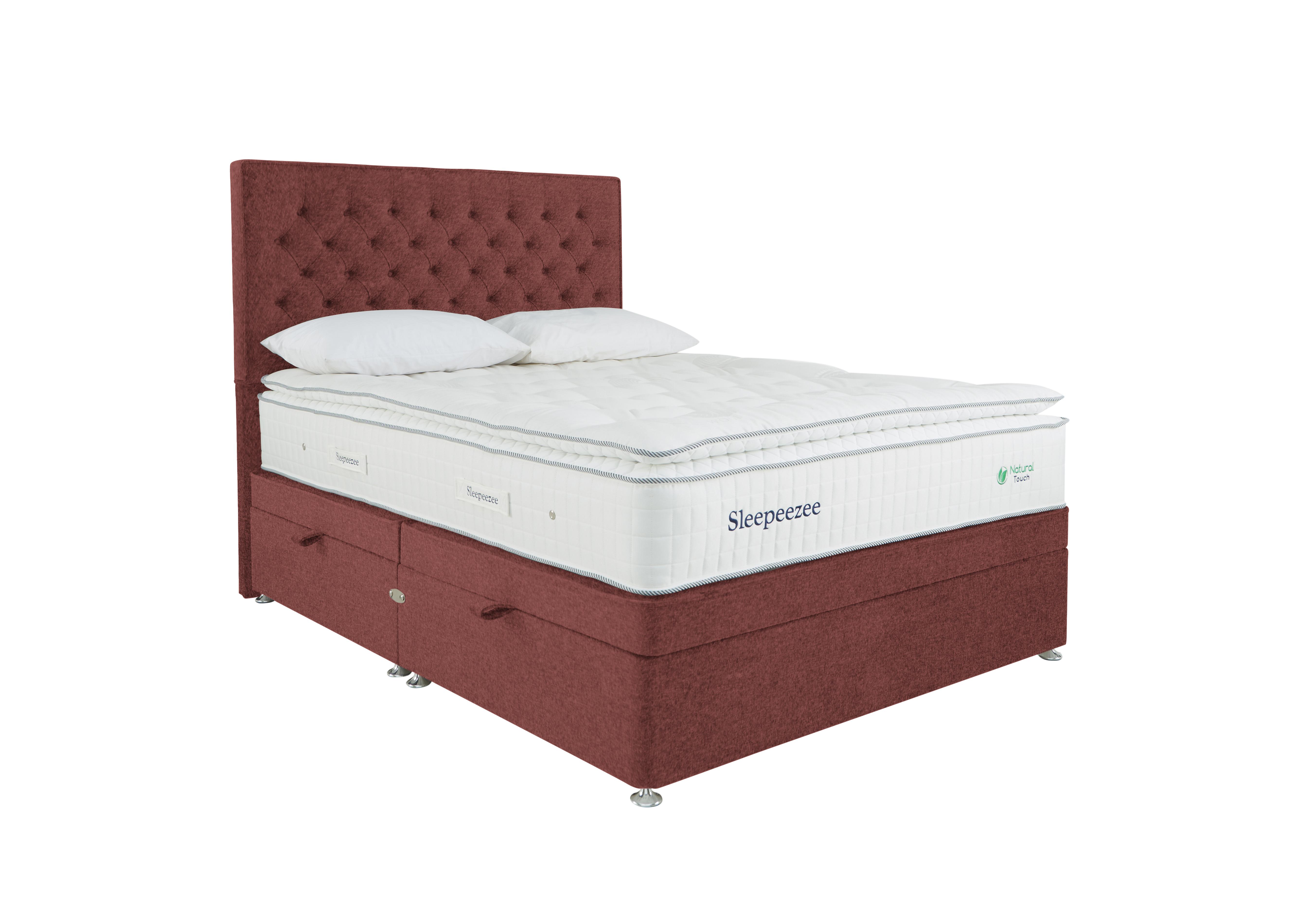 Natural Touch 3000 Pillowtop Side Ottoman Divan Set in Tweed 201 Rose on Furniture Village