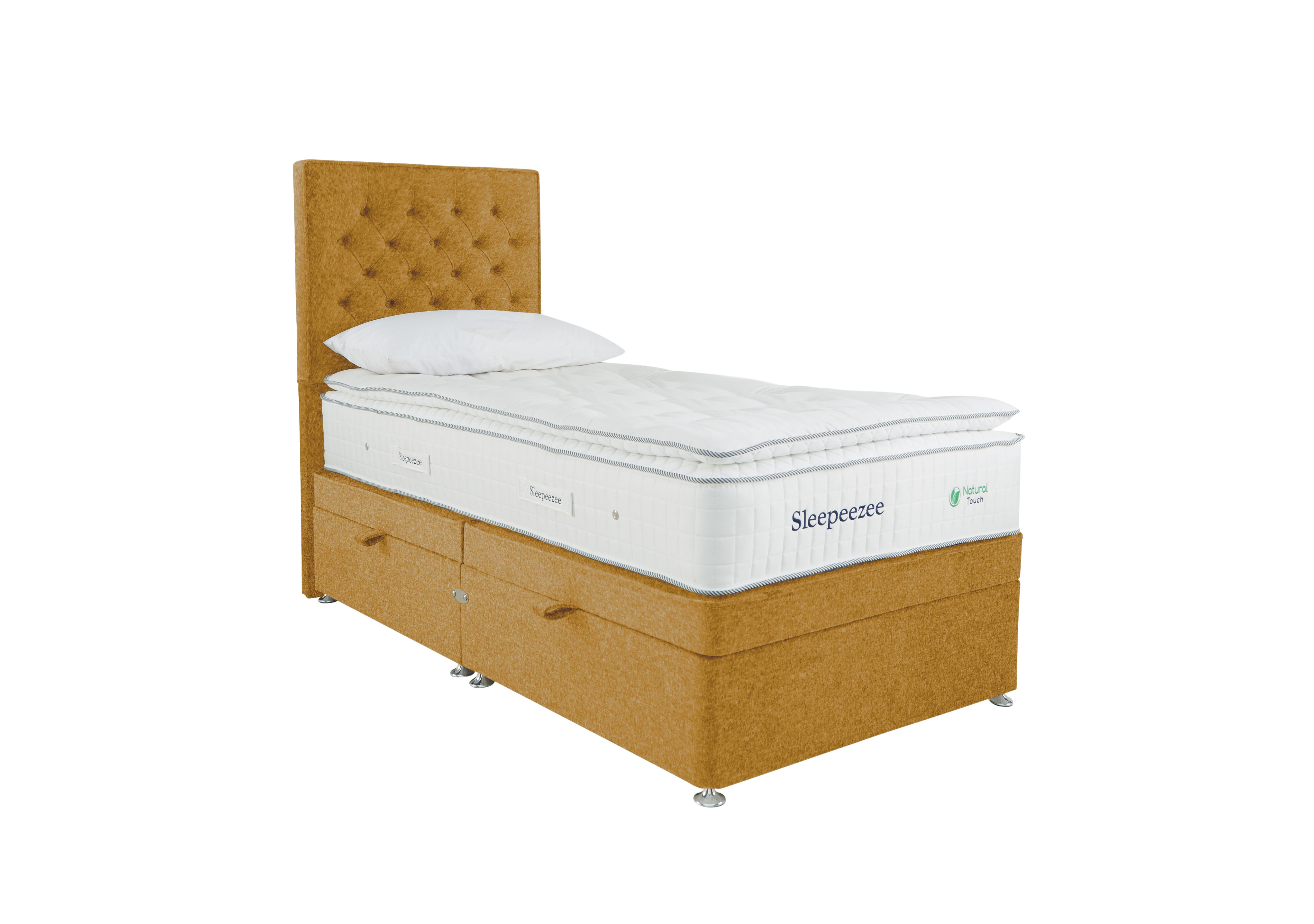 Natural Touch 3000 Pillowtop Side Ottoman Divan Set in Tweed 400 Mustard on Furniture Village