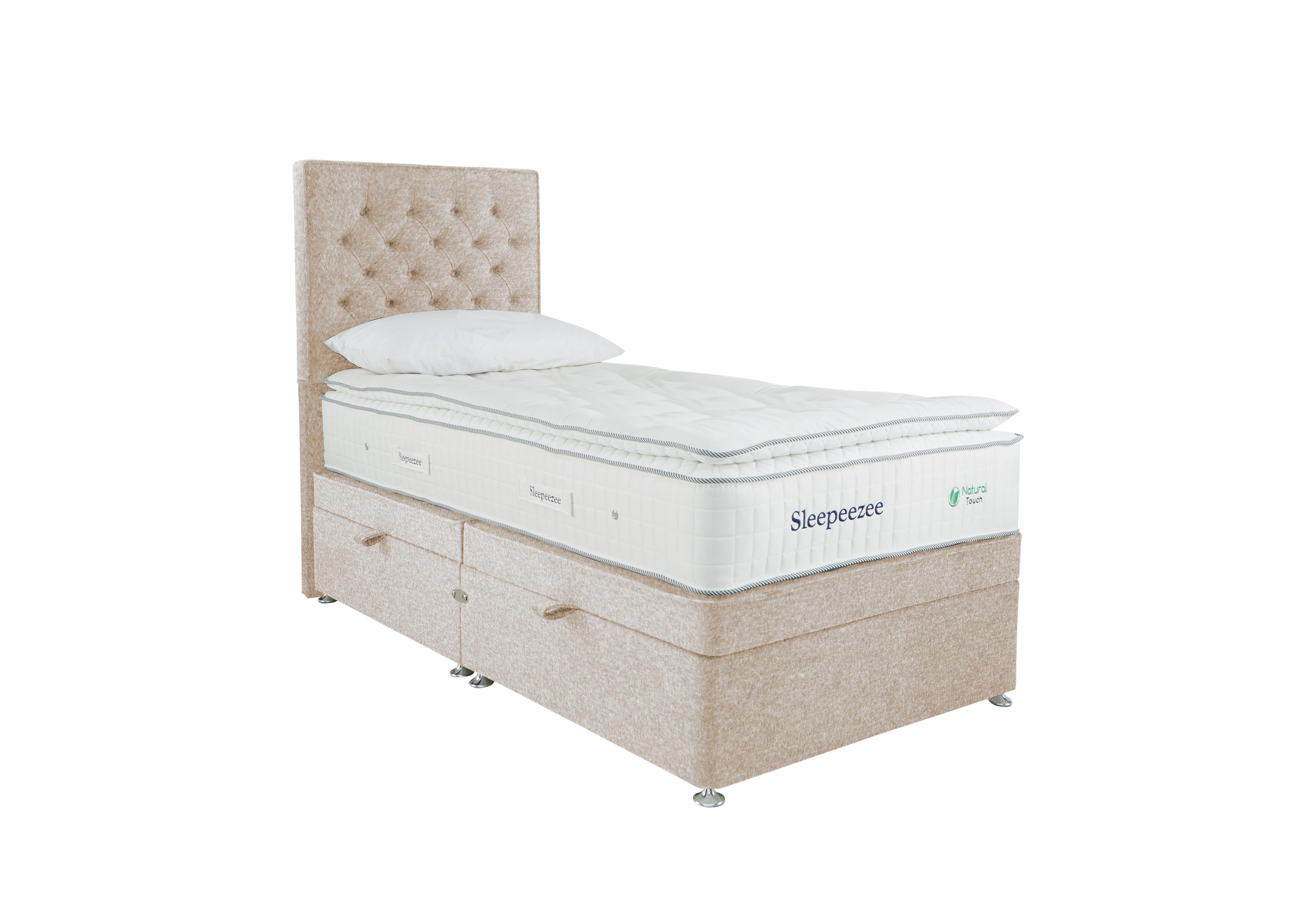 Natural Touch 3000 Pillowtop Side Ottoman Divan Set in Tweed 900 Cream on Furniture Village