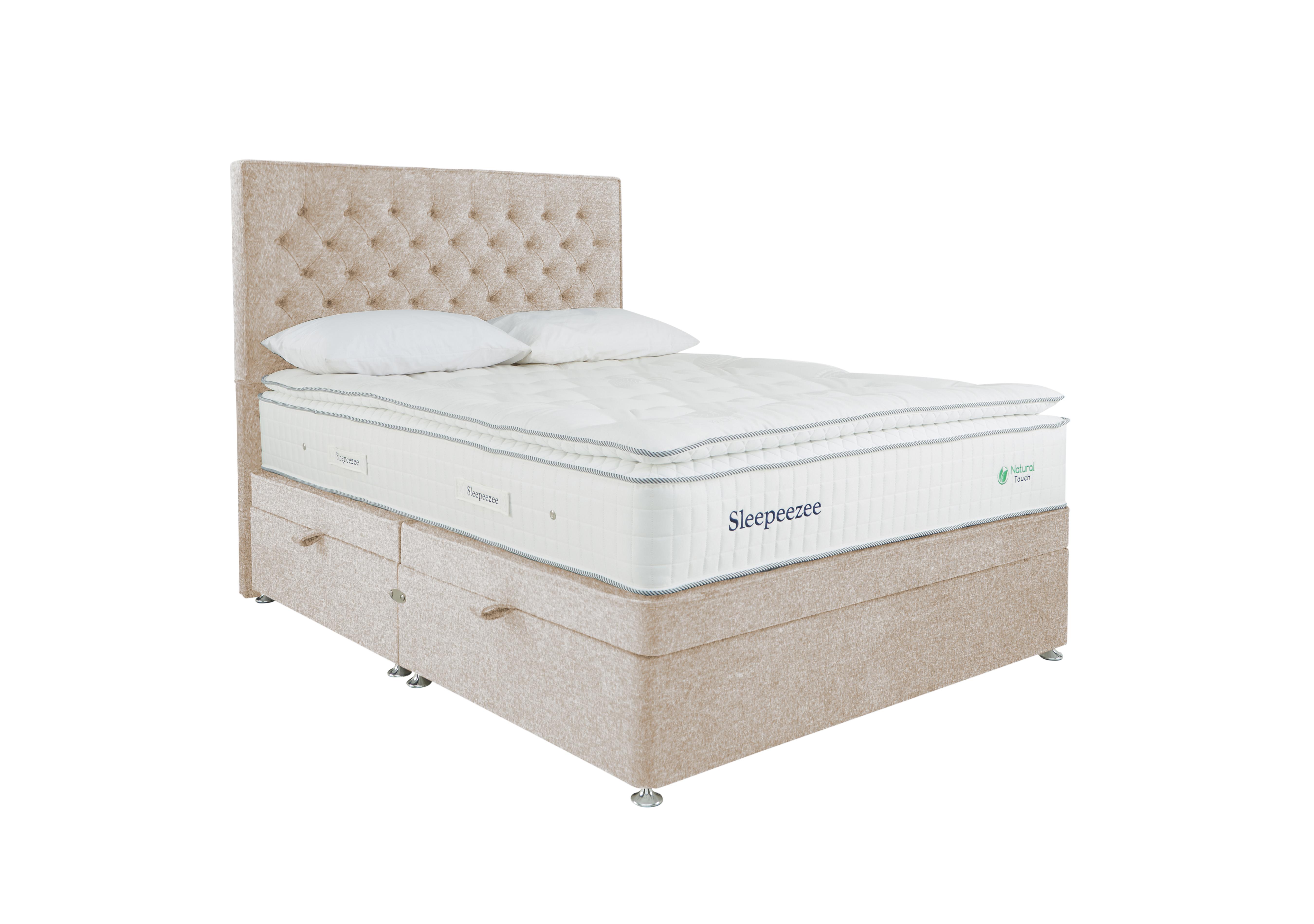 Natural Touch 3000 Pillowtop Side Ottoman Divan Set in Tweed 900 Cream on Furniture Village