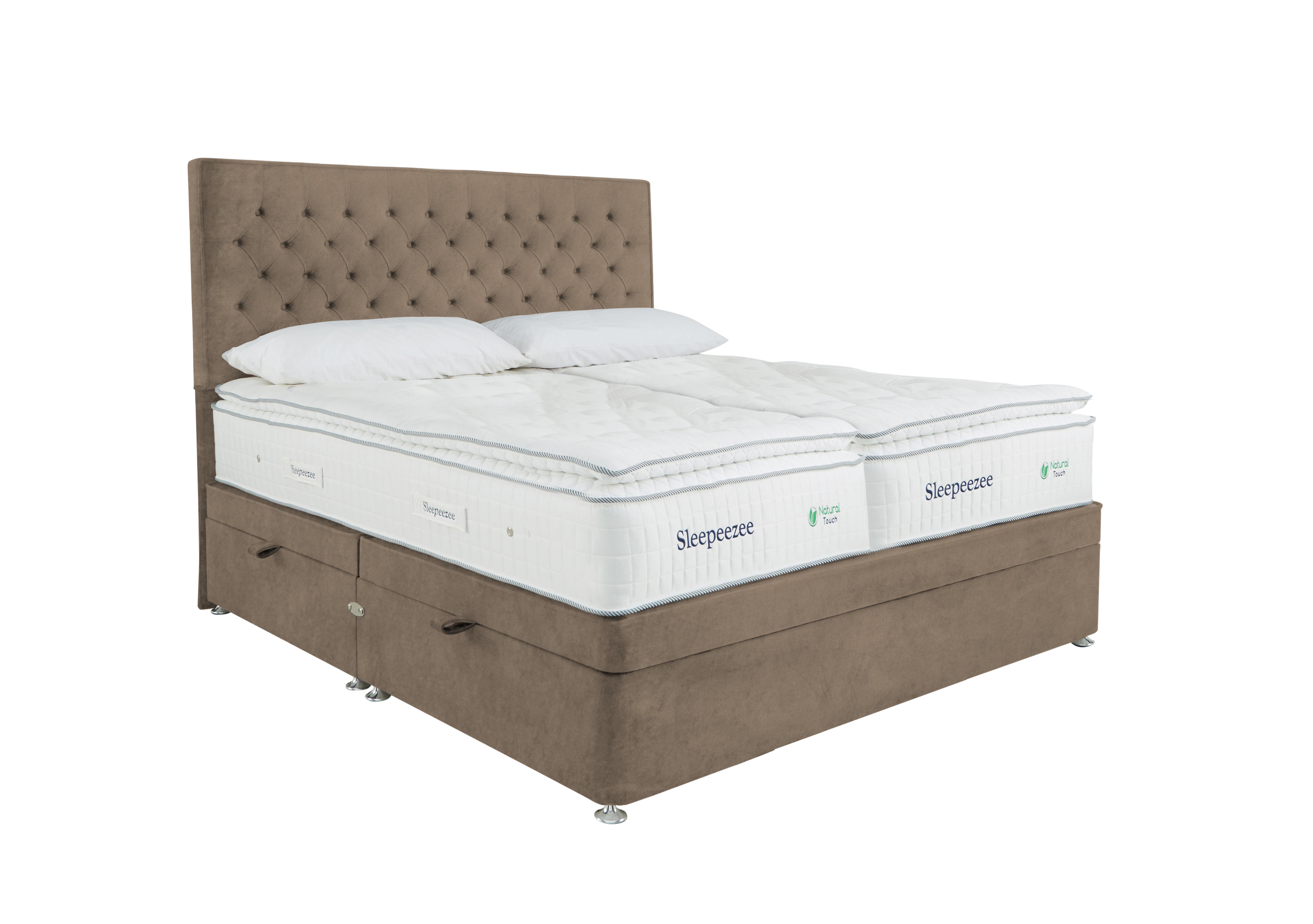 Natural Touch 3000 Pillowtop Zip and Link Side Ottoman Divan Set in Plush Beige on Furniture Village