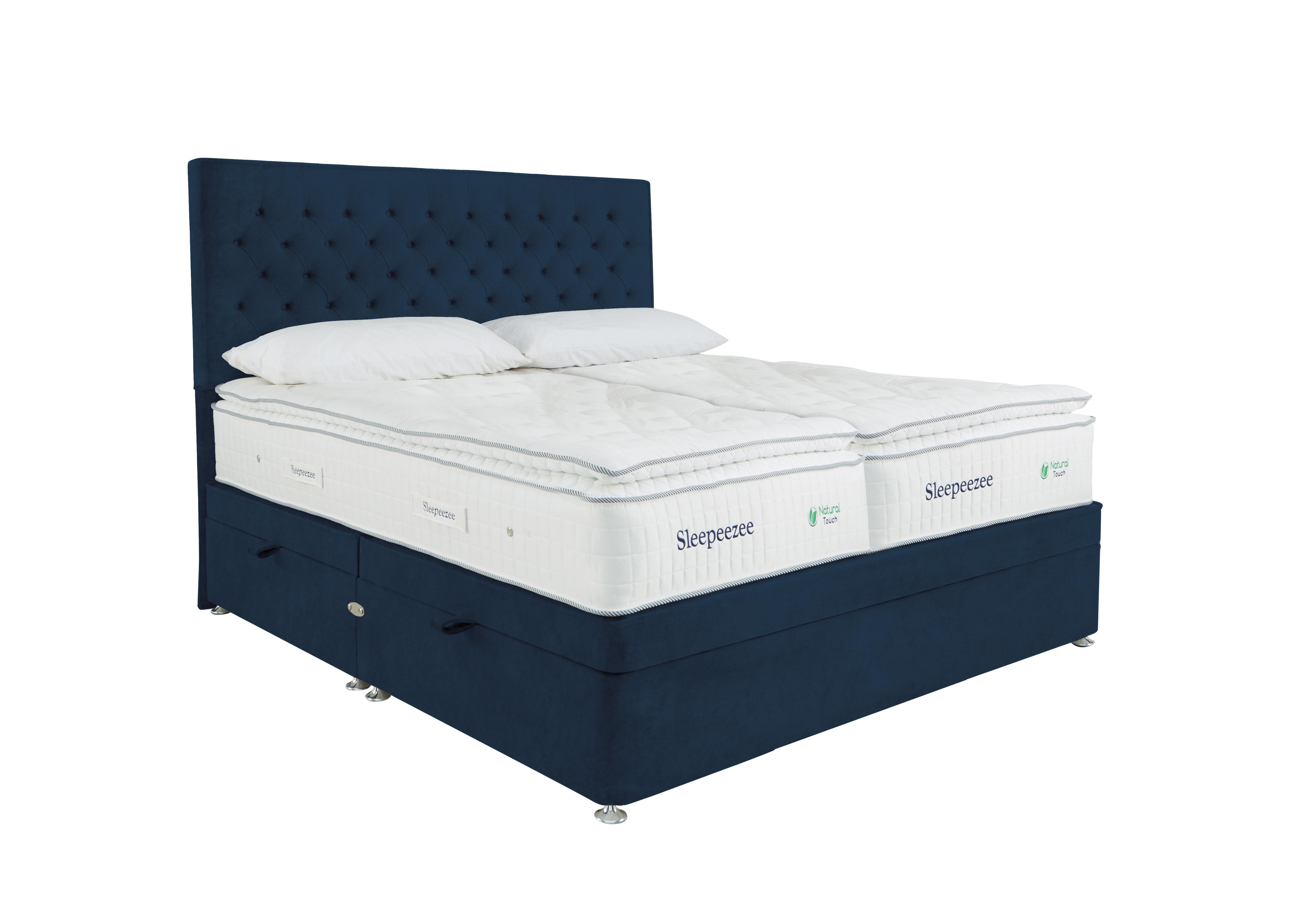 Natural Touch 3000 Pillowtop Zip and Link Side Ottoman Divan Set in Plush Navy on Furniture Village