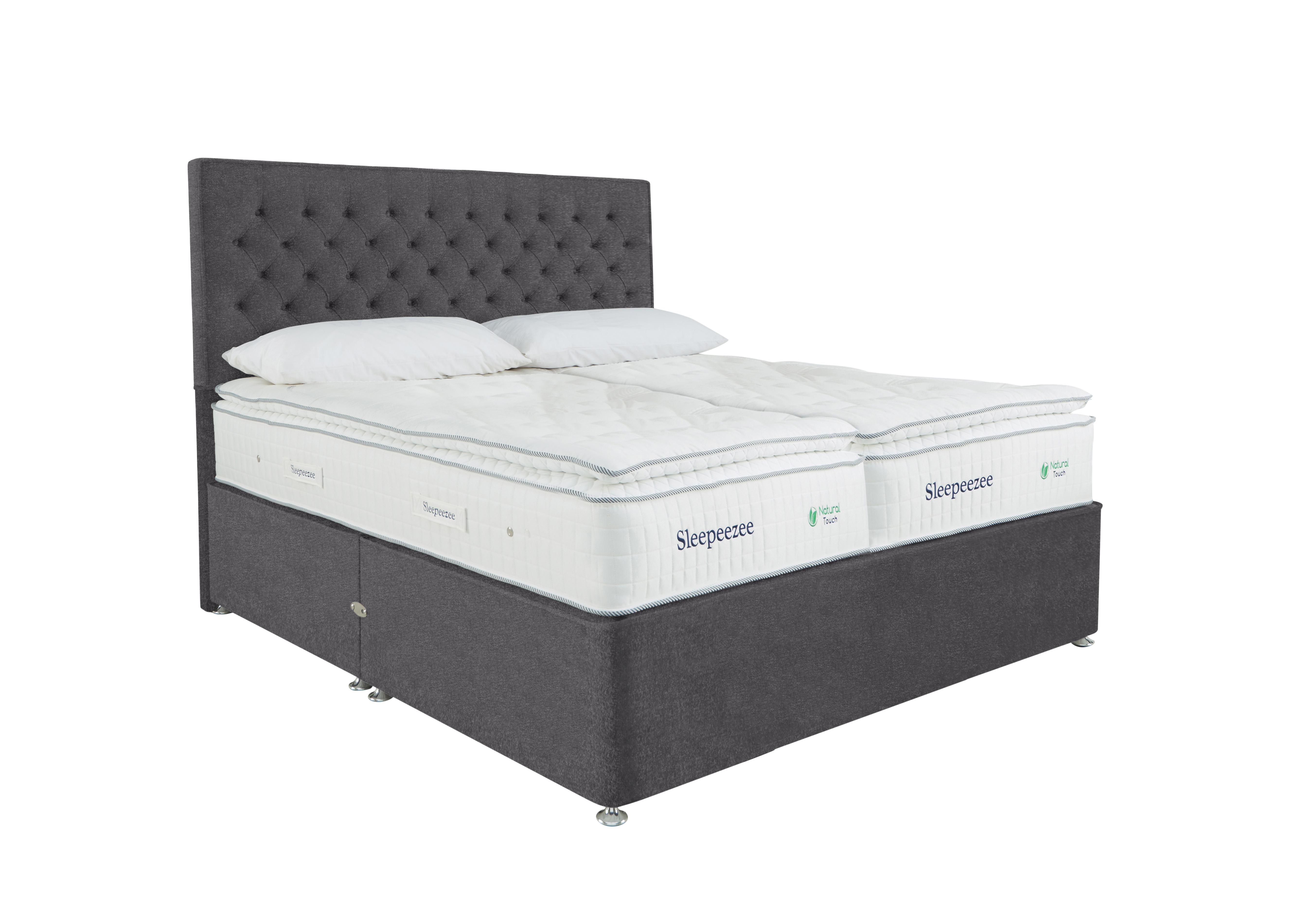 Natural Touch 3000 Pillowtop Zip and Link Divan Set in Weave Pewter on Furniture Village