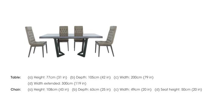 Palazzo 200cm Extending Dining Table in Sand Birch with 4 Capitonne Buttoned Dining Chairs in  on Furniture Village