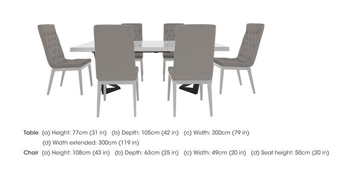 Palazzo 200cm Extending Dining Table in Glossy White with 6 Capitonne Buttoned Dining Chairs in  on Furniture Village