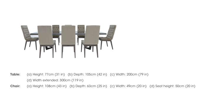 Palazzo 200cm Extending Dining Table in Sand Birch with 8 Capitonne Buttoned Dining Chairs in  on Furniture Village