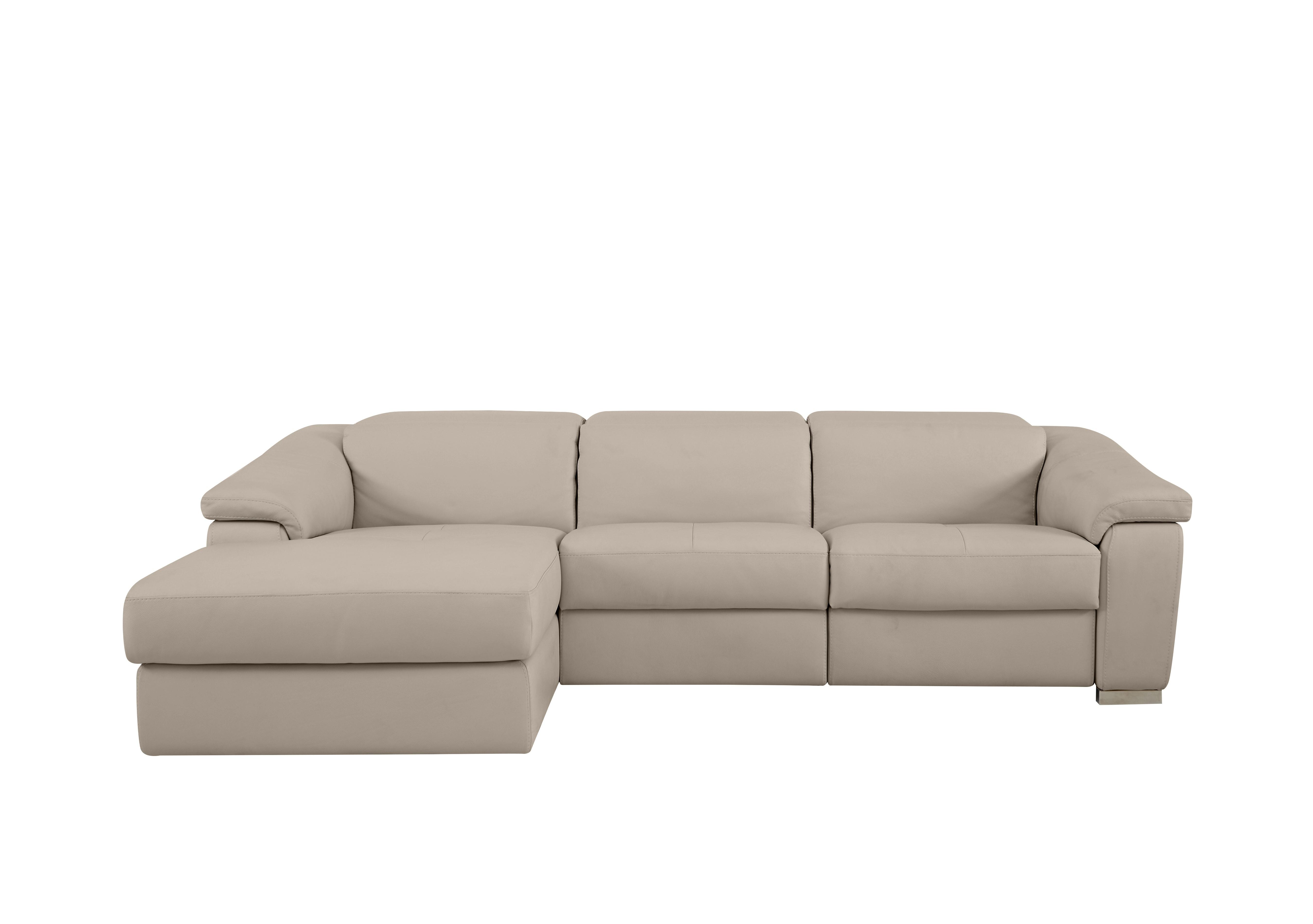 Galileo Leather Chaise End Sofa in Botero Crema 2156 Ch on Furniture Village