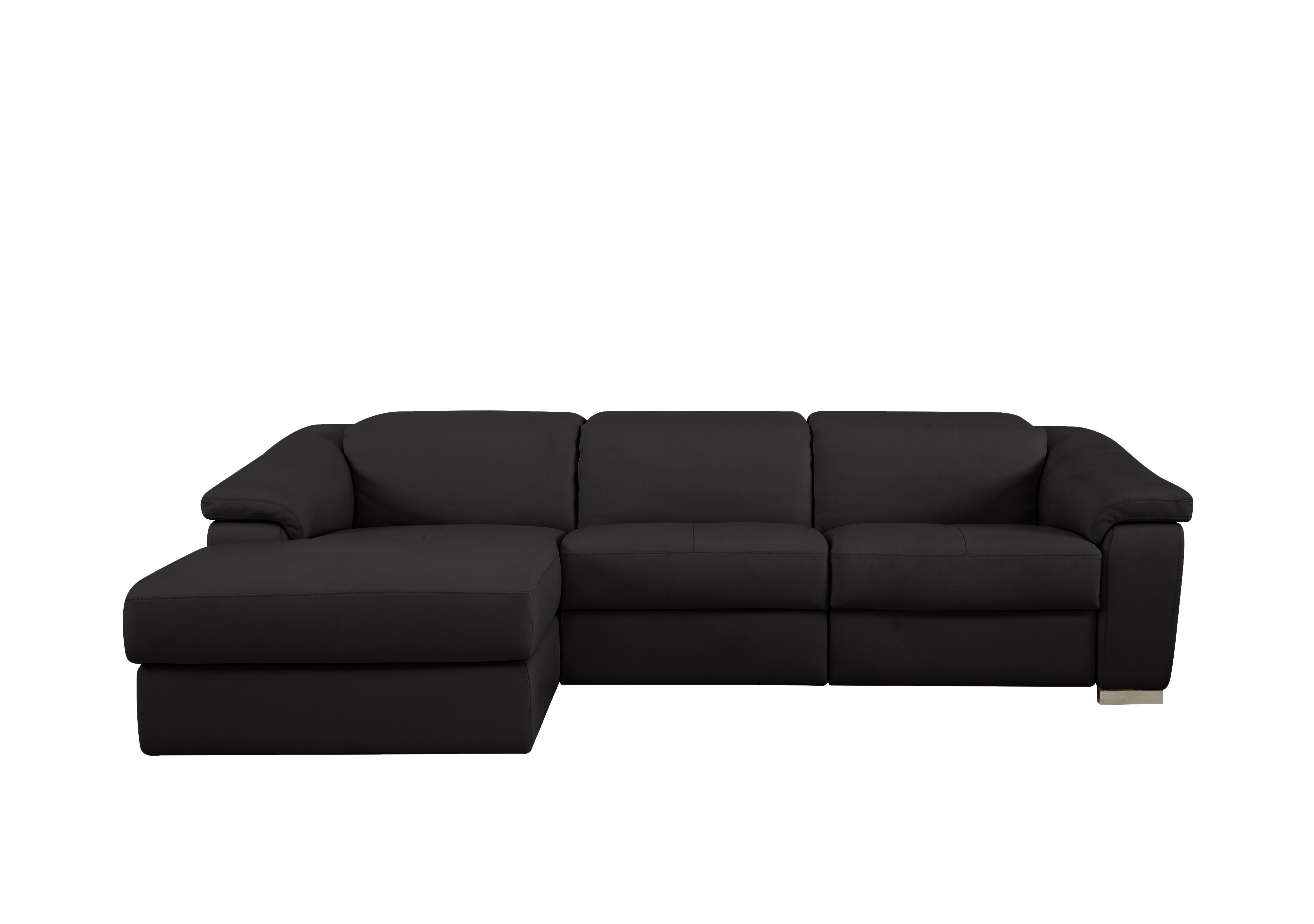 Galileo Leather Chaise End Sofa in Botero Nero 2154 Ch on Furniture Village