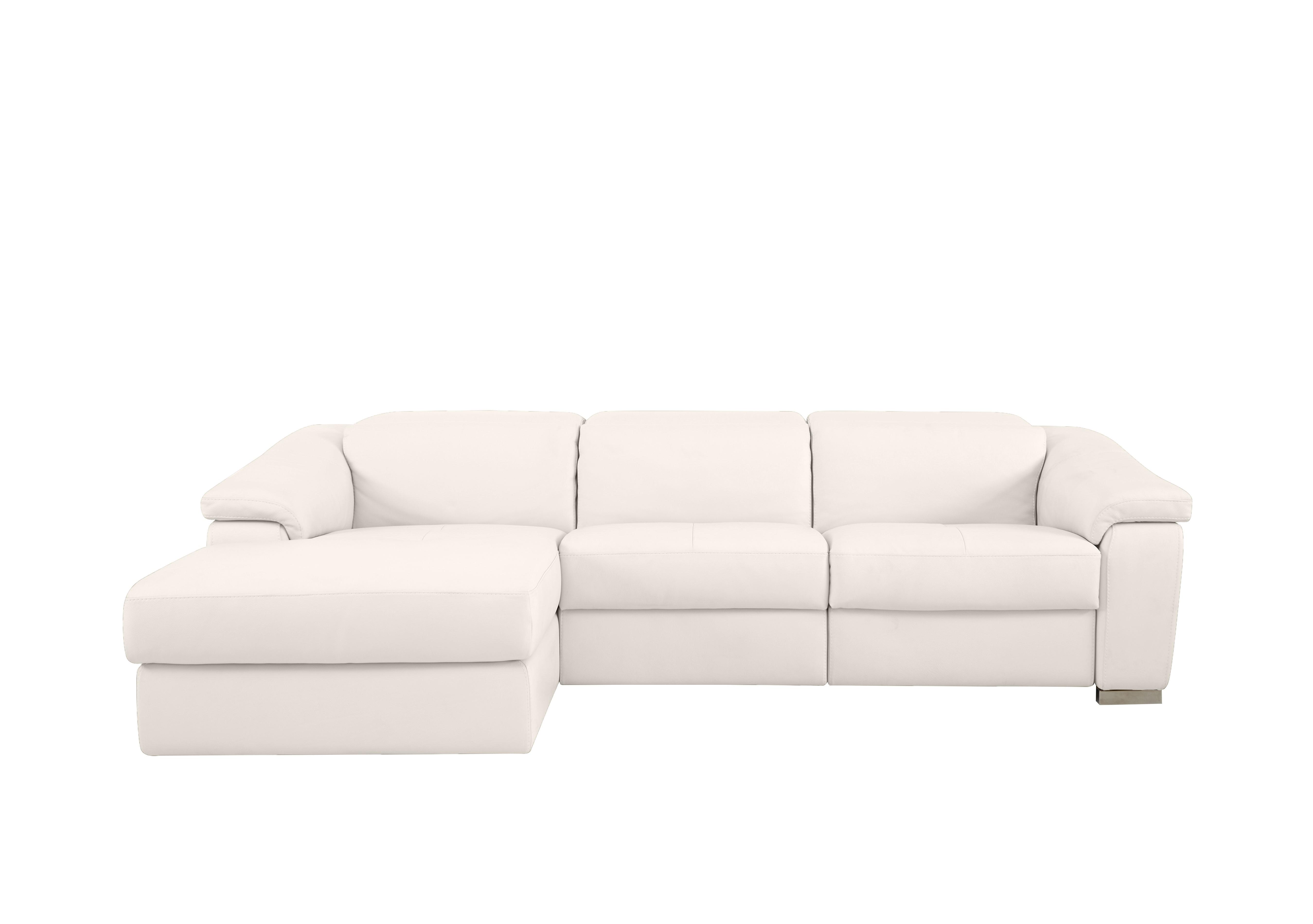 Galileo Leather Chaise End Sofa in Torello Bianco 93 Ch on Furniture Village