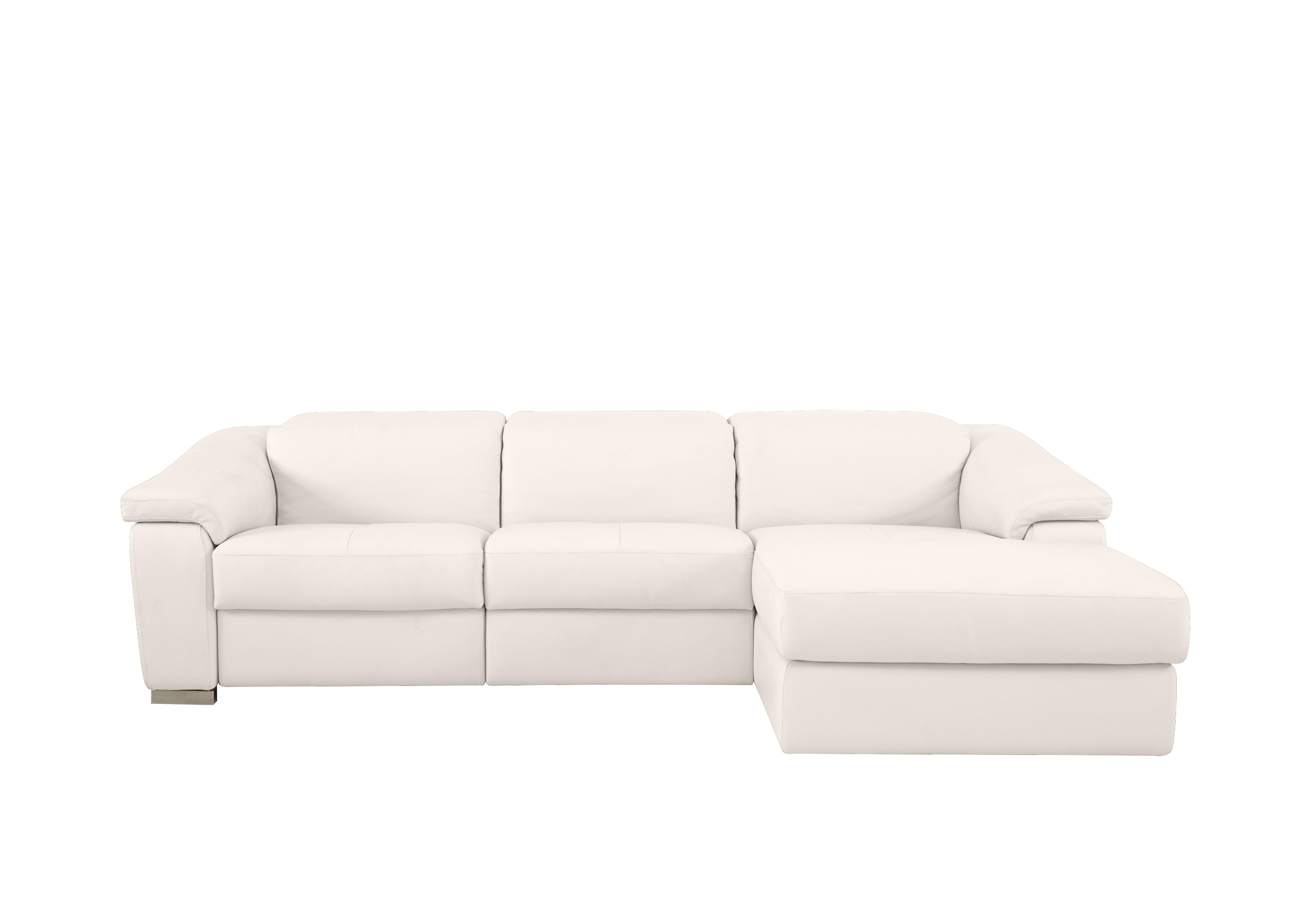 Galileo Leather Chaise End Sofa in Torello Bianco 93 Ch on Furniture Village