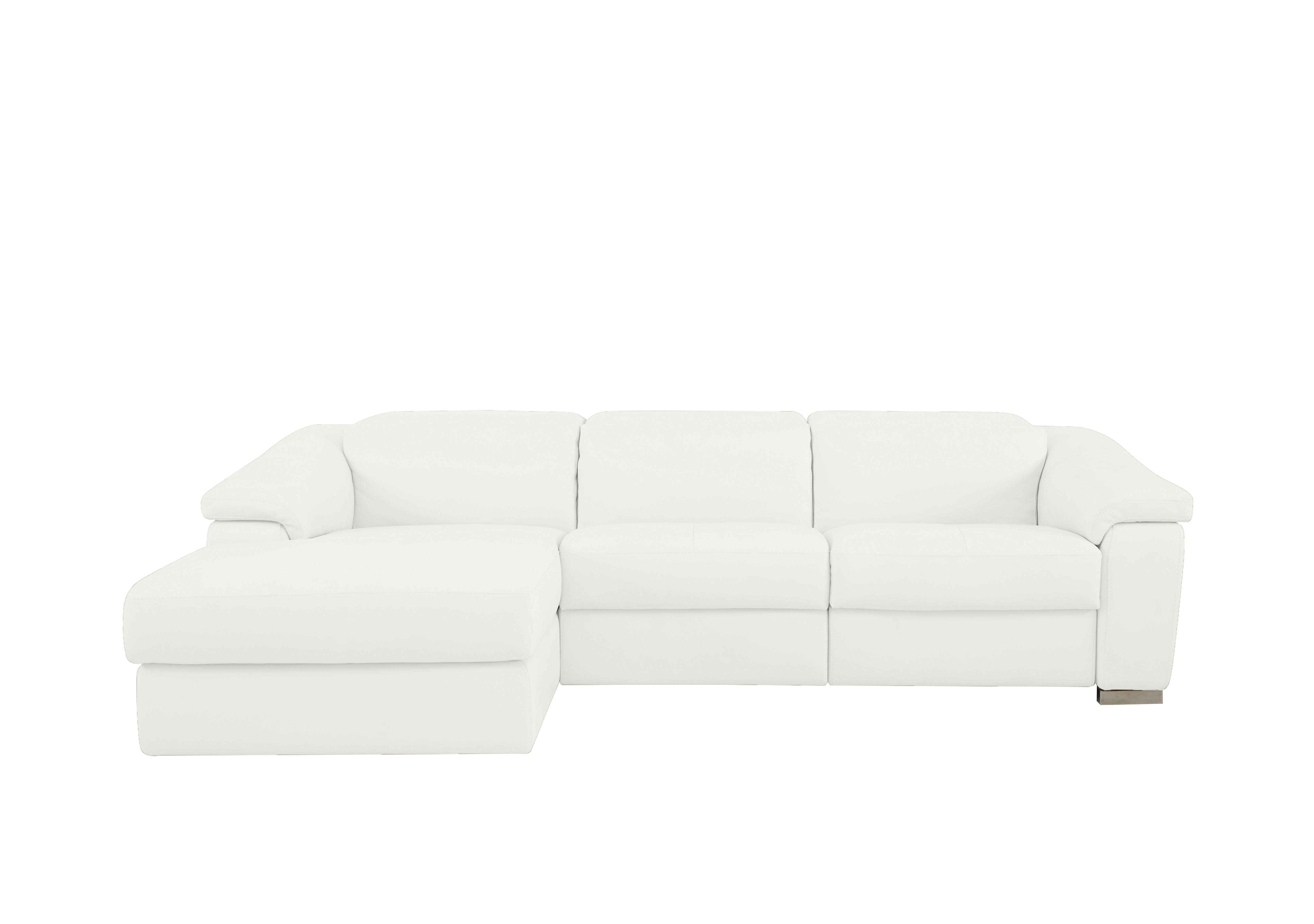 Galileo Leather Chaise End Sofa in Torello Bianco Puro 370 Ch on Furniture Village