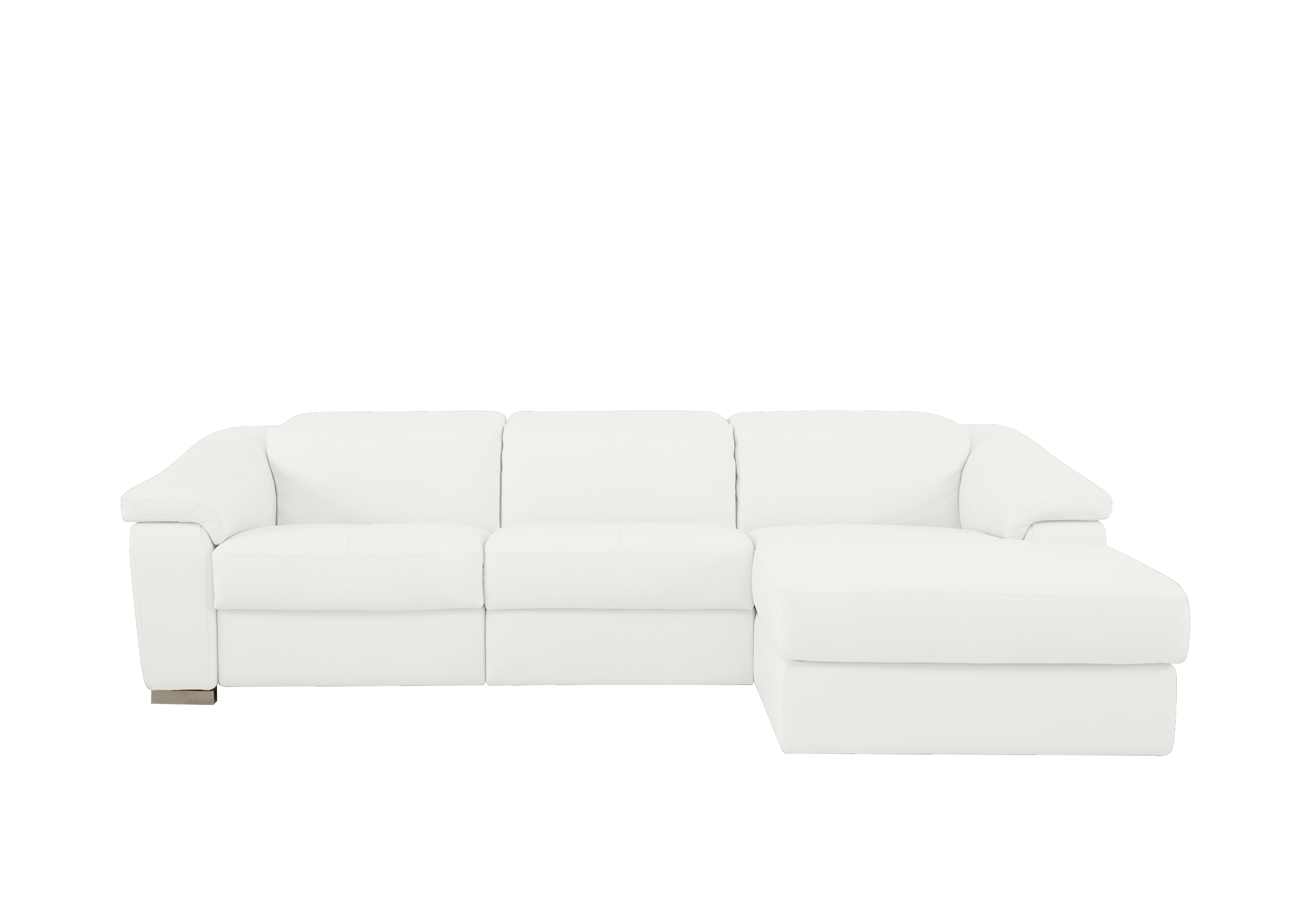Galileo Leather Chaise End Sofa in Torello Bianco Puro 370 Ch on Furniture Village