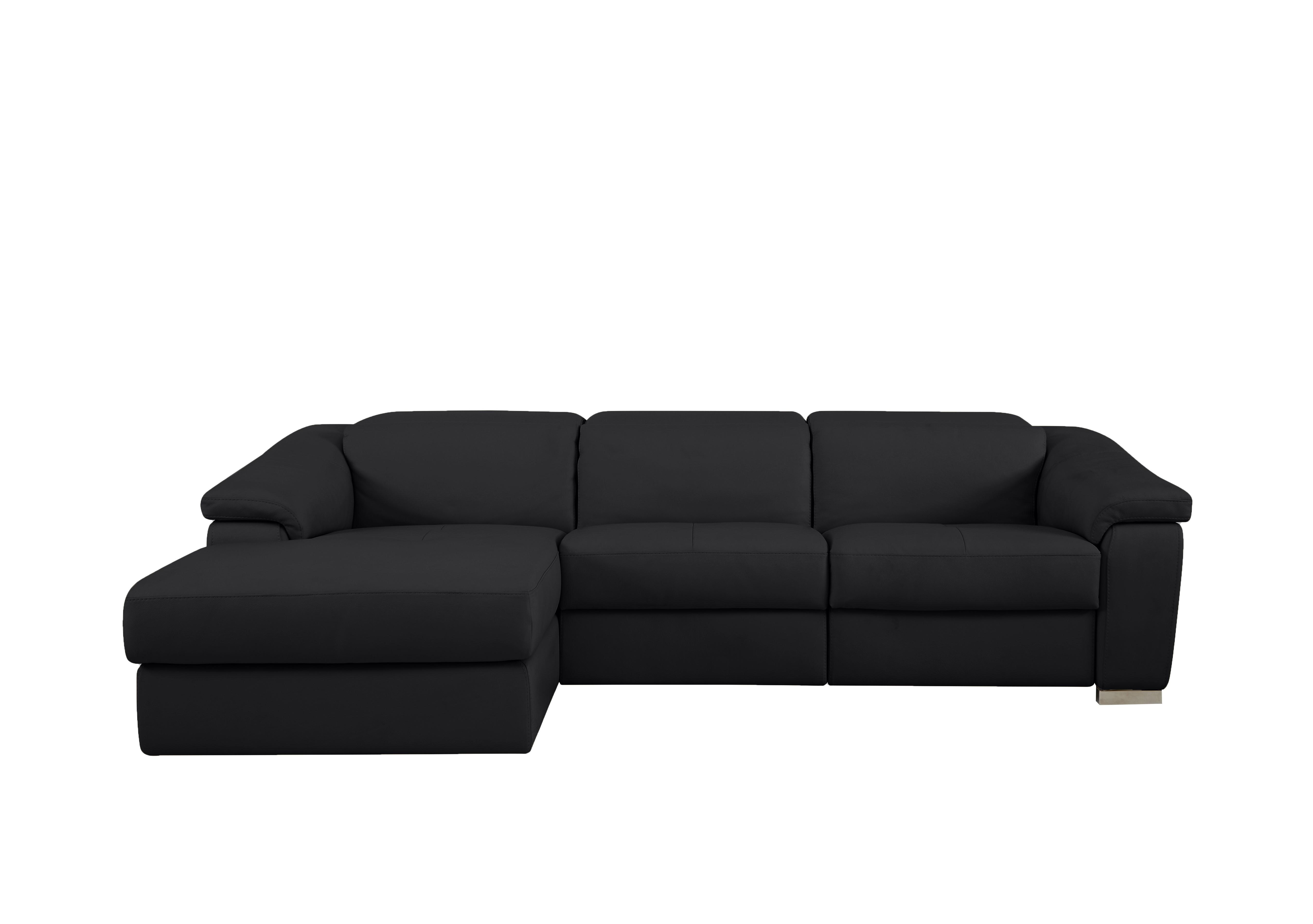 Galileo Leather Chaise End Sofa in Torello Nero 71 Ch on Furniture Village