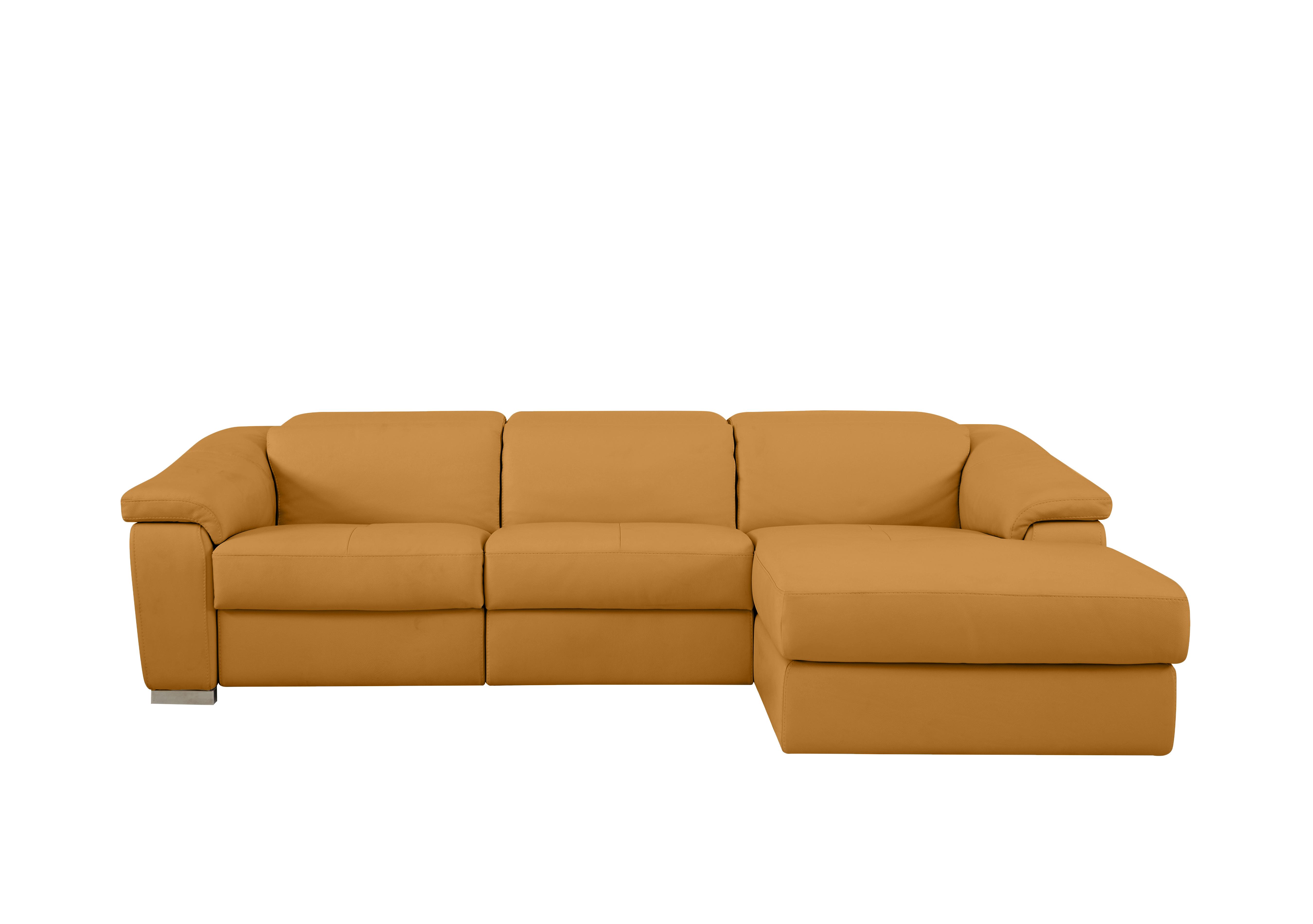 Galileo Leather Chaise End Sofa in Torello Senape 355 Ch on Furniture Village