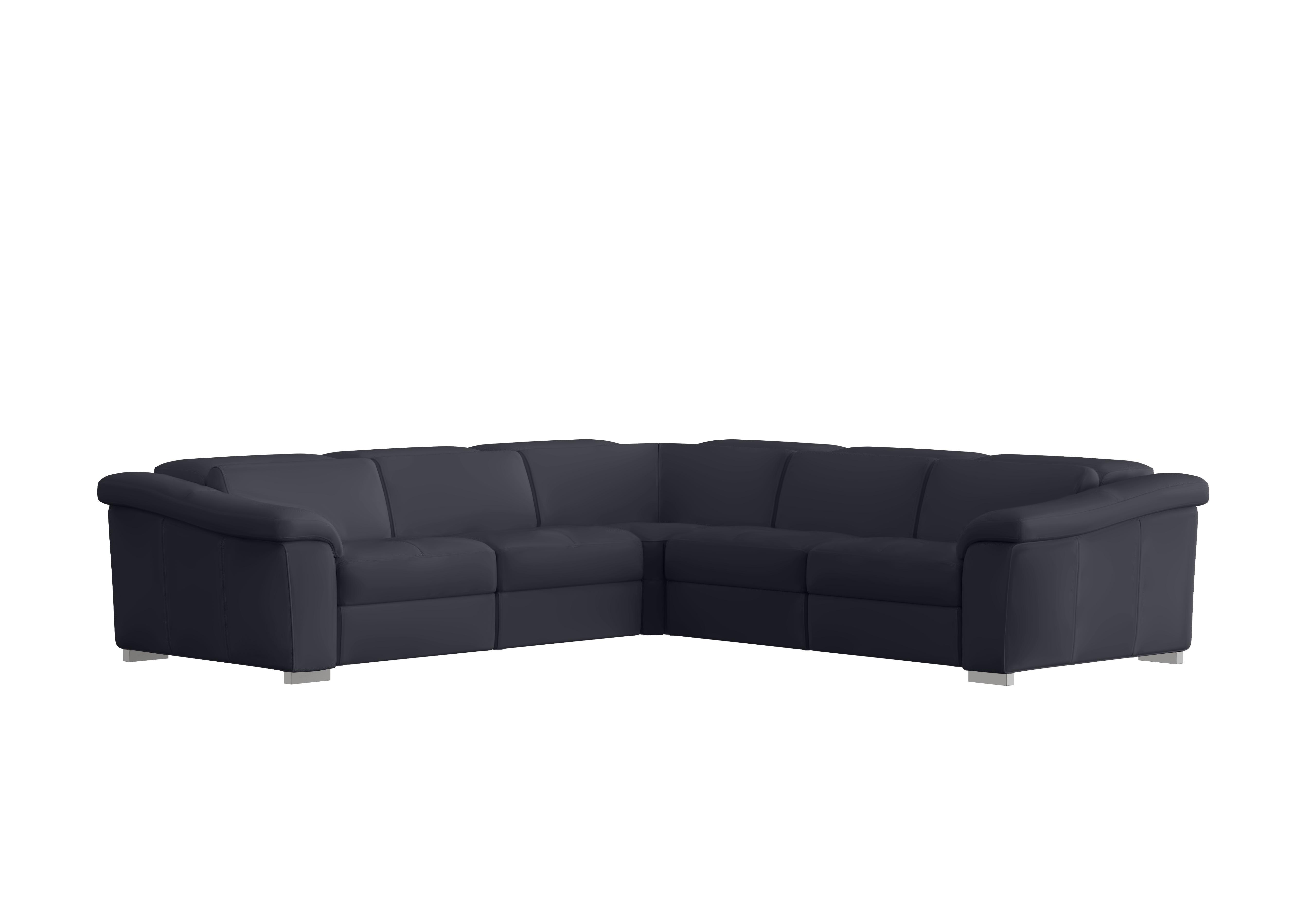 Galileo Leather Large Corner Sofa in Torello Blu 81 Ch on Furniture Village