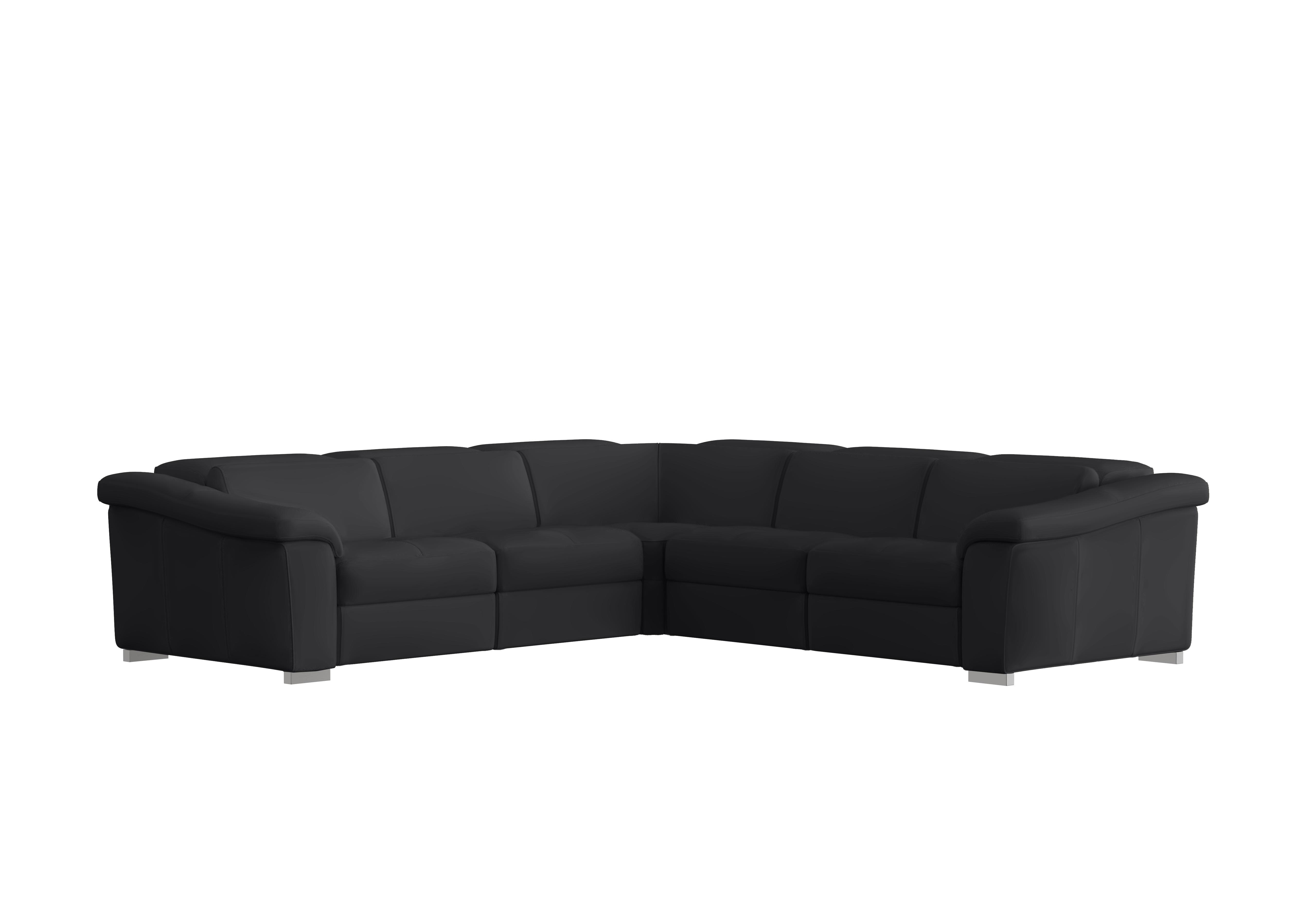 Galileo Leather Large Corner Sofa in Torello Nero 71 Ch on Furniture Village