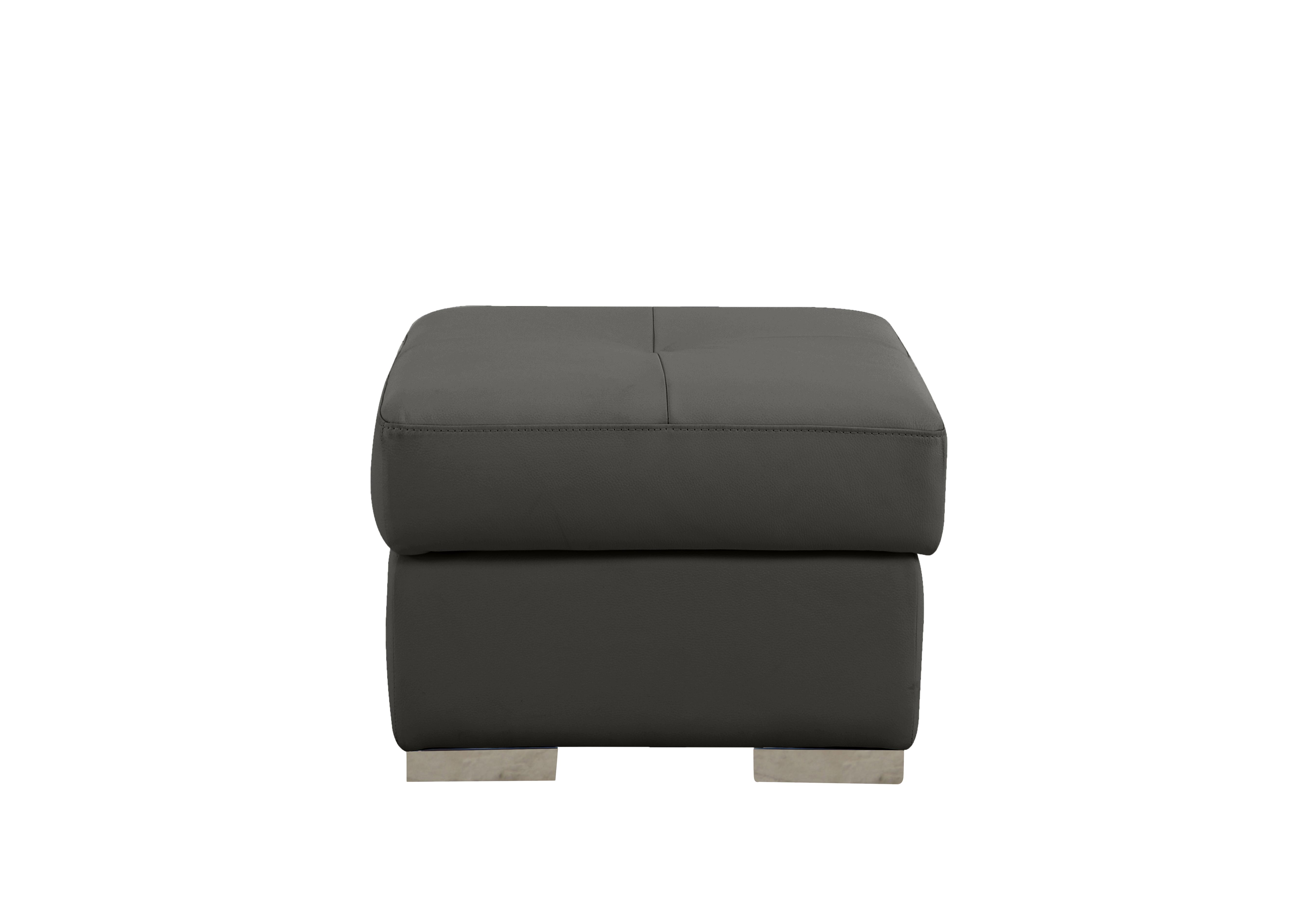 Galileo Leather Storage Footstool in Botero Grigio 2162 Ch on Furniture Village