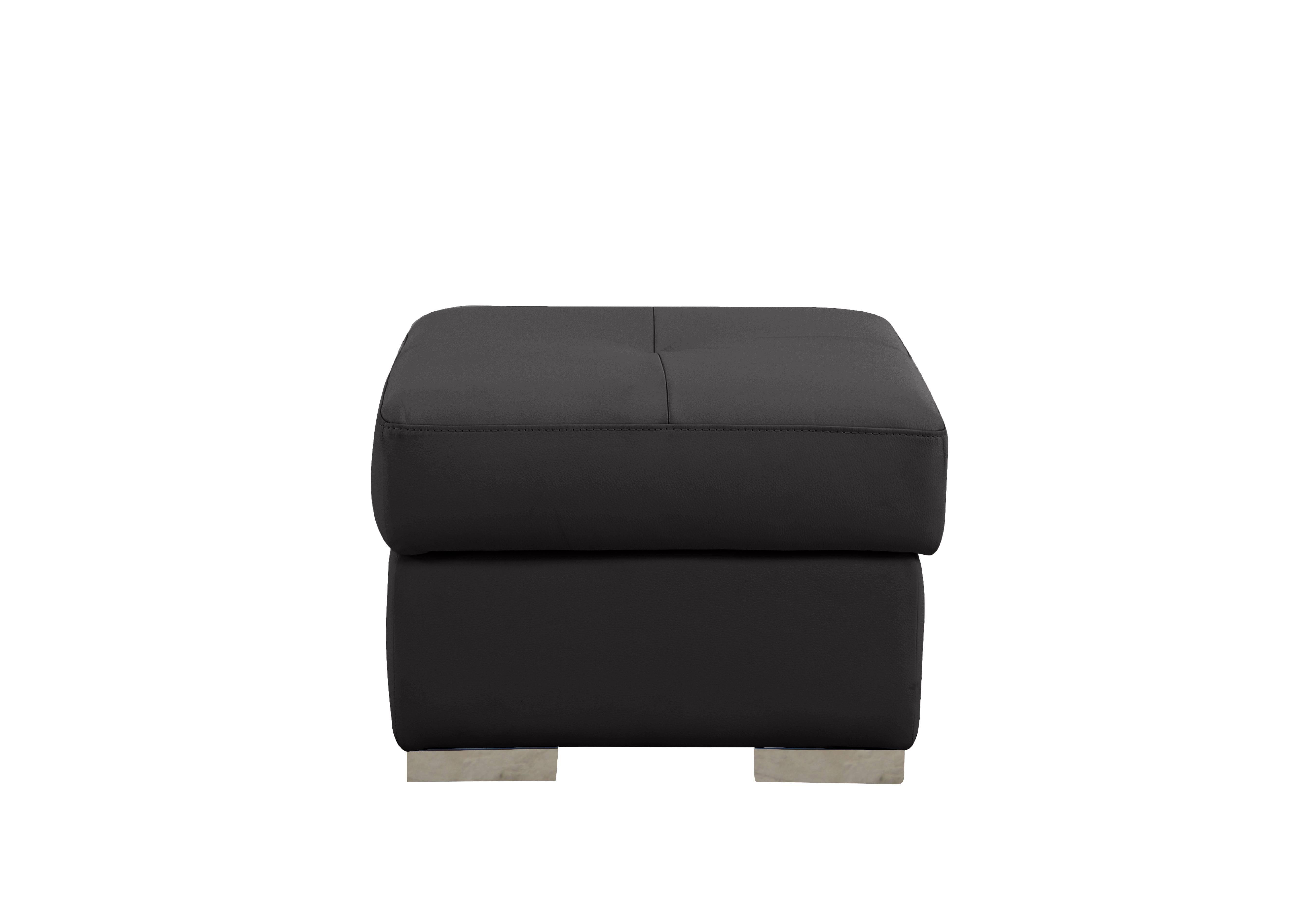 Galileo Leather Storage Footstool in Botero Nero 2154 Ch on Furniture Village