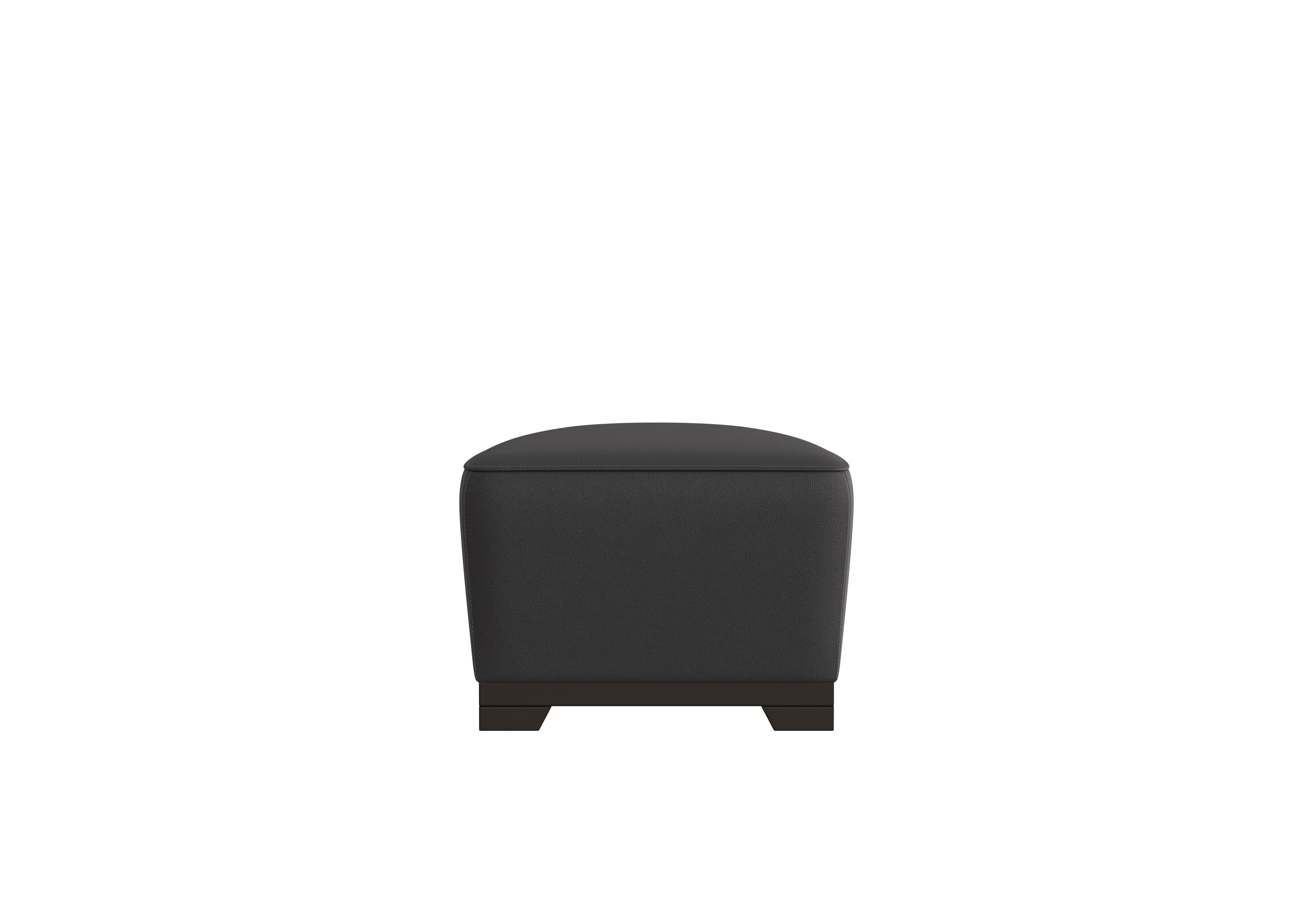 Ketty Leather D-Shaped Footstool in Botero Nero 2154 on Furniture Village