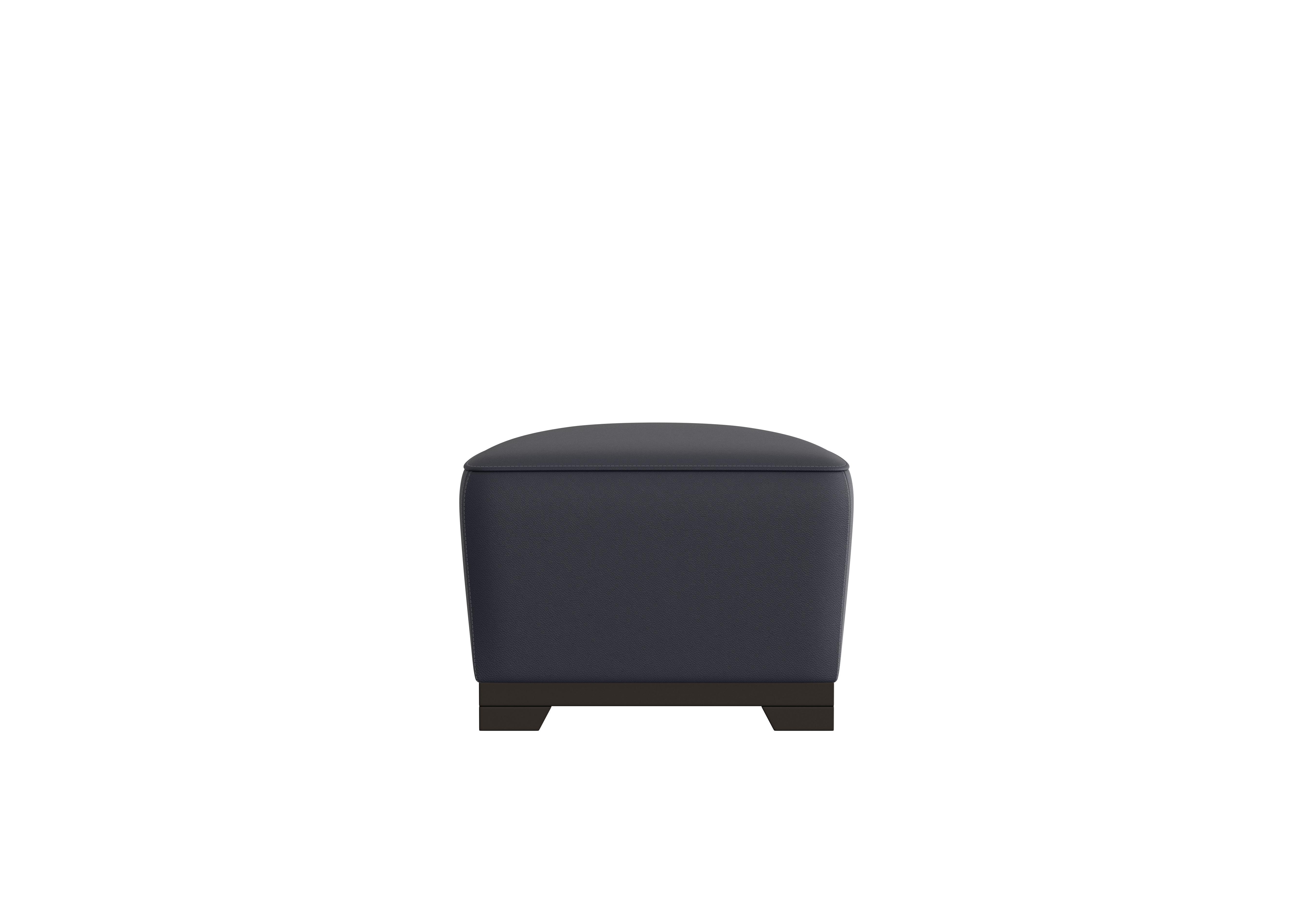 Ketty Leather D-Shaped Footstool in Torello Blu 81 on Furniture Village