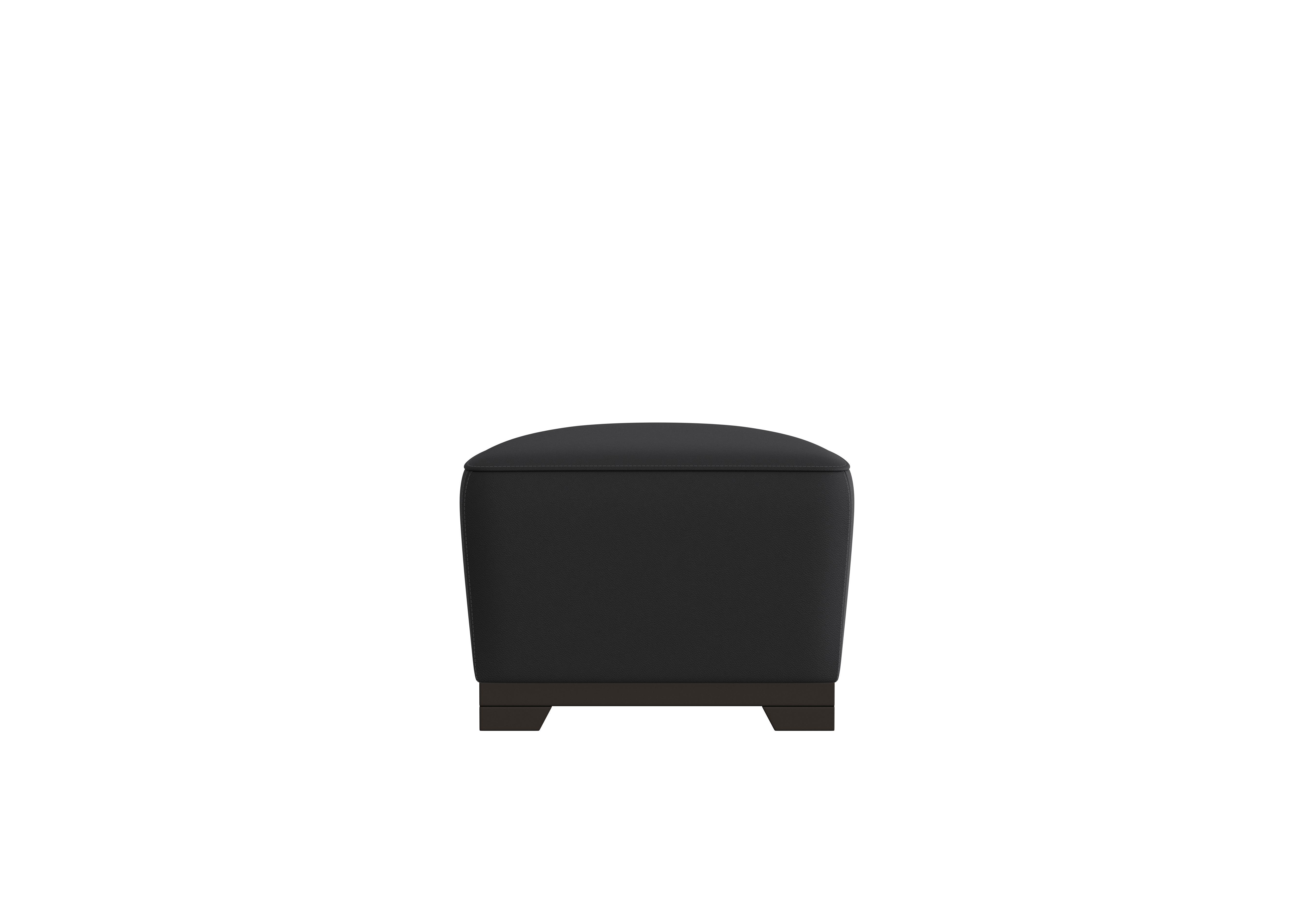 Ketty Leather D-Shaped Footstool in Torello Nero 71 on Furniture Village