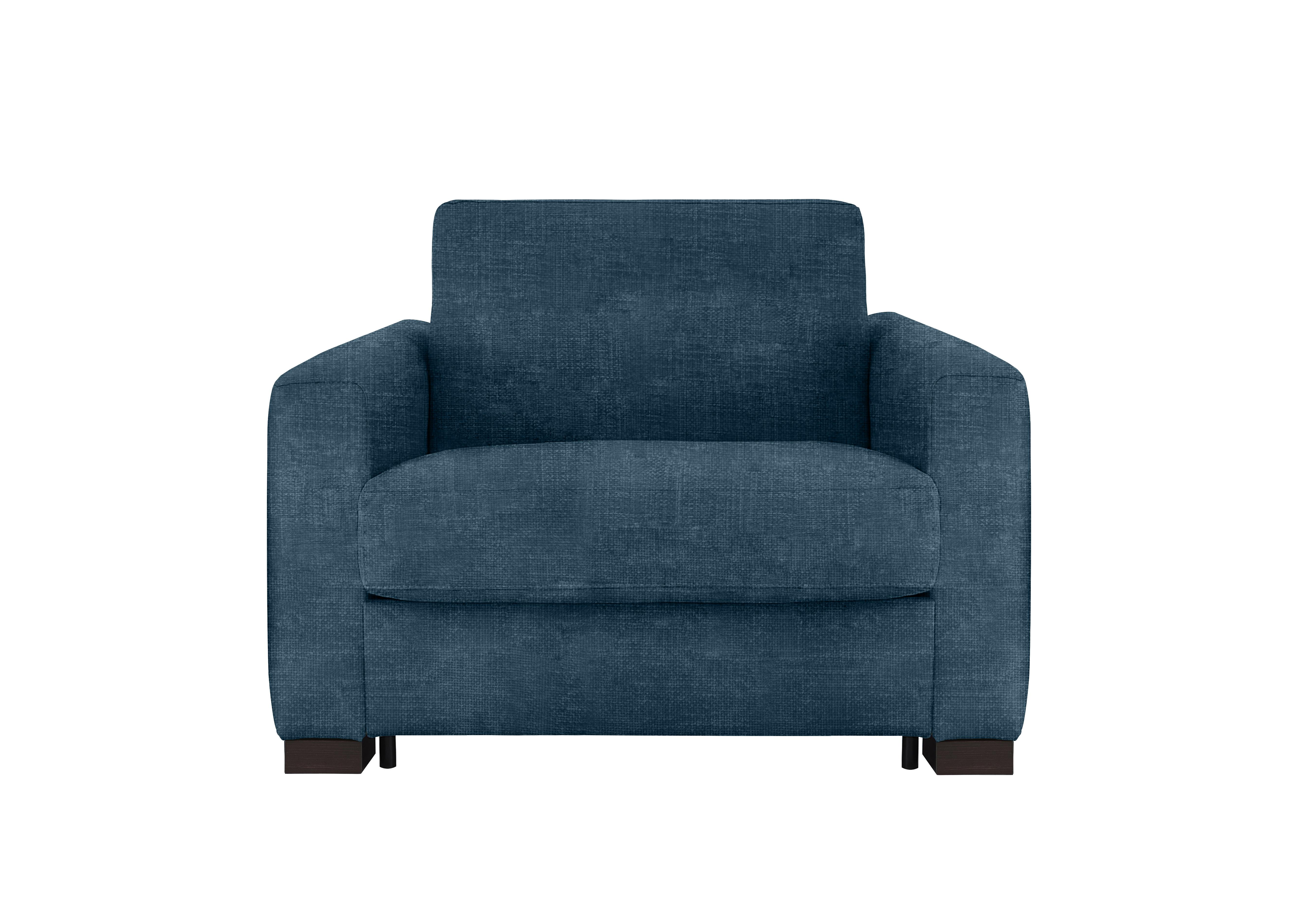 Alcova Fabric Chair Sofa Bed with Box Arms in Baobab Blue 557 on Furniture Village