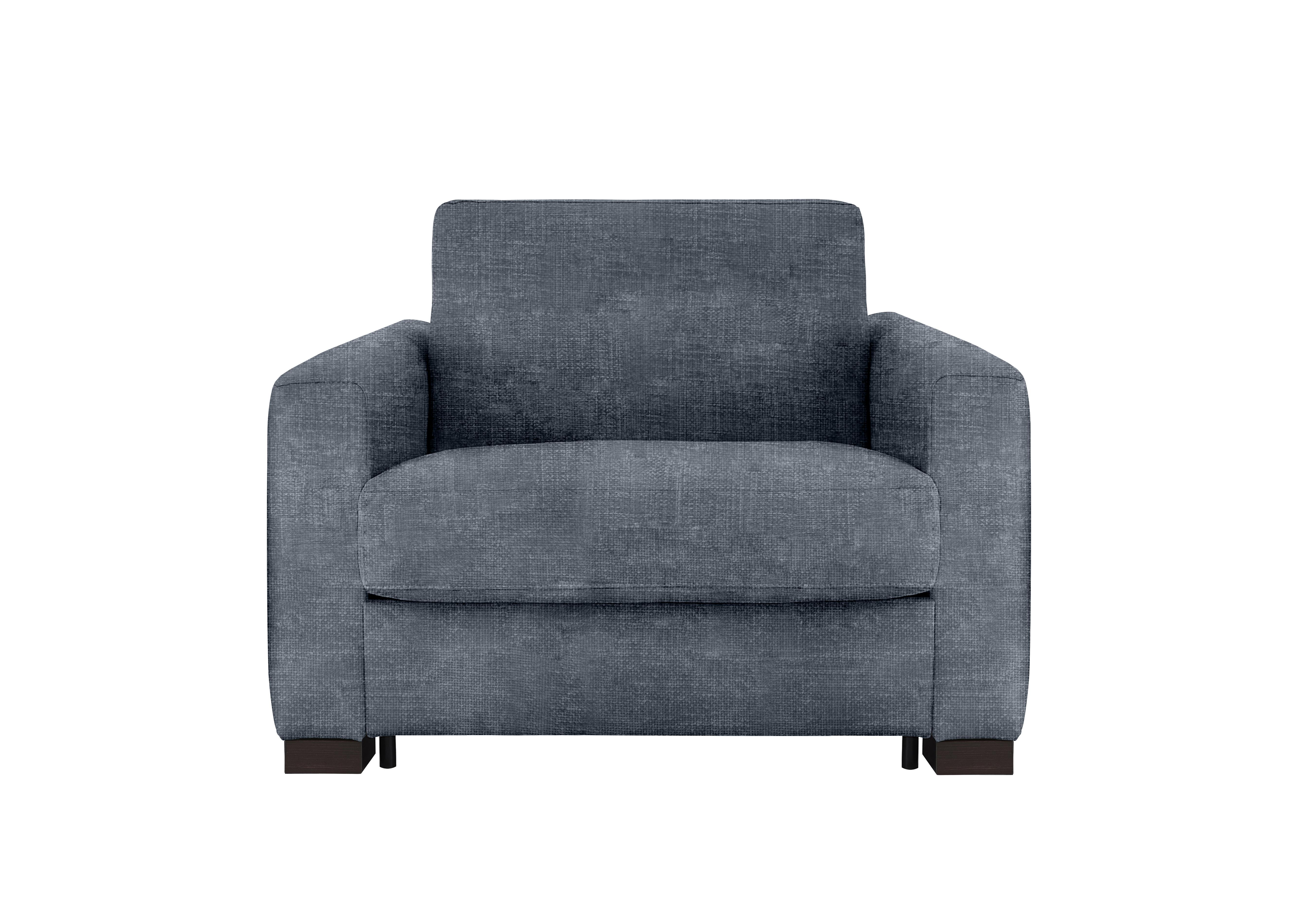 Alcova Fabric Chair Sofa Bed with Box Arms in Zoia Yale Blue 8014 on Furniture Village