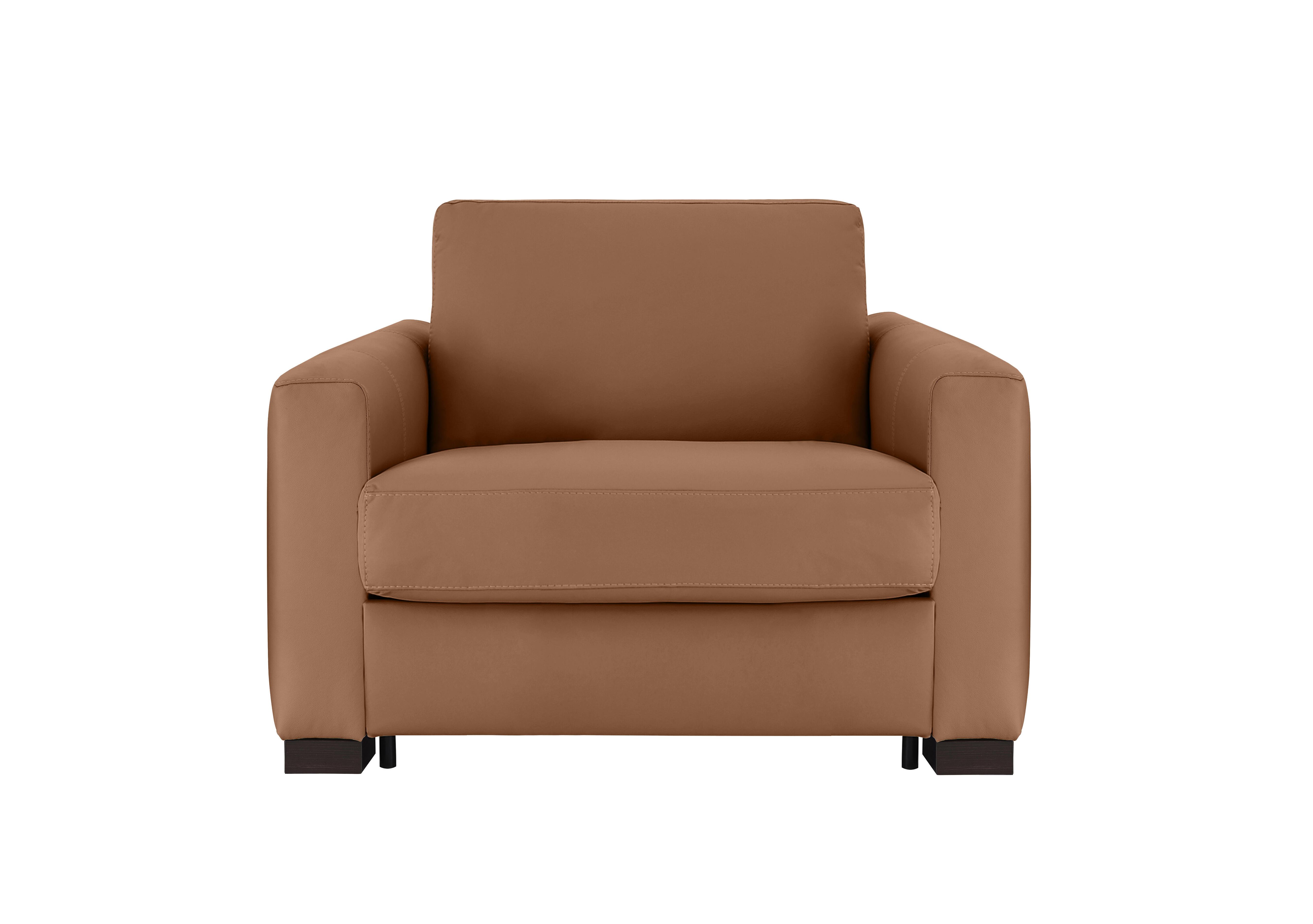 Alcova Leather Chair Sofa Bed with Box Arms in Botero Cuoio 2151 on Furniture Village