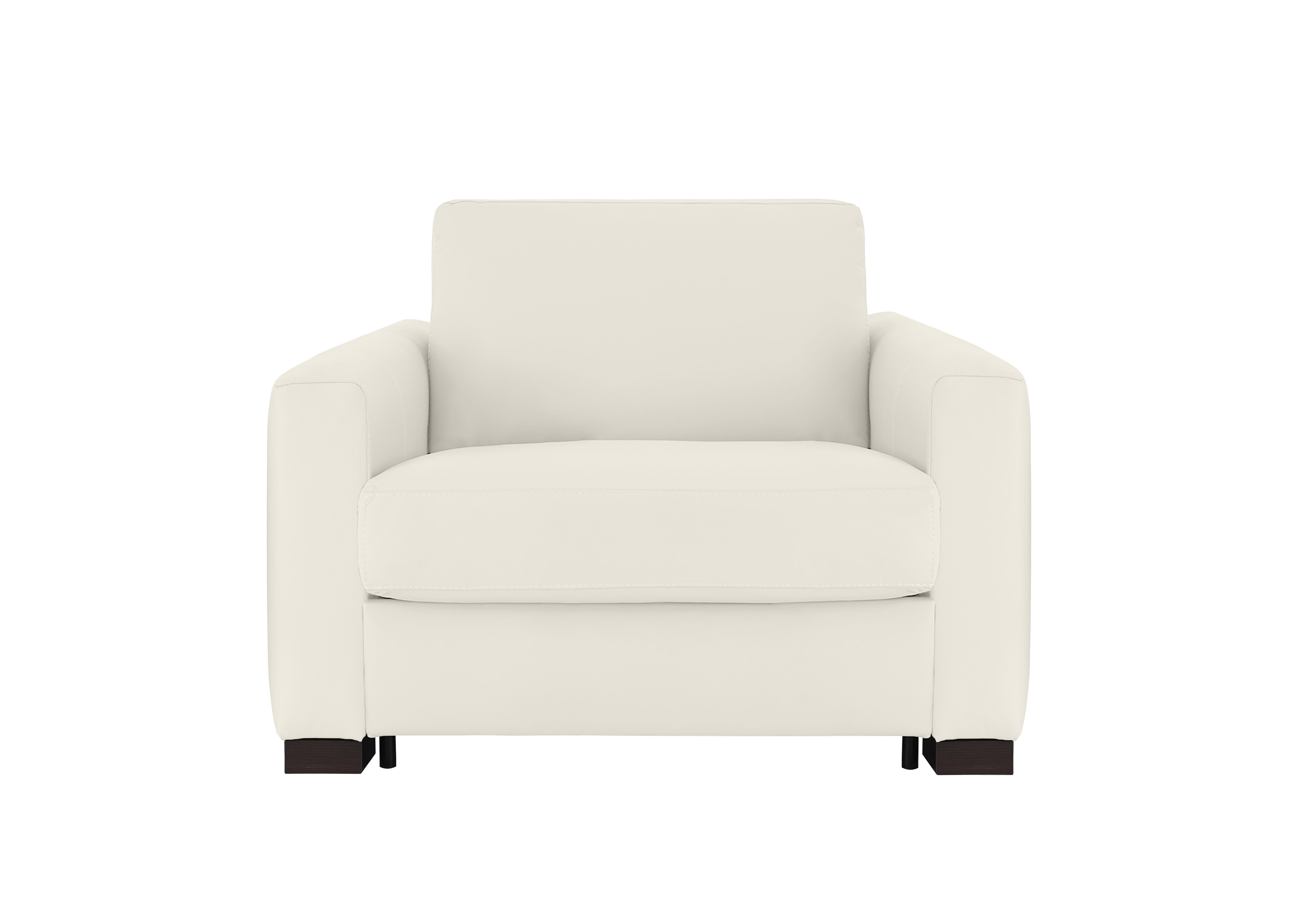 Alcova Leather Chair Sofa Bed with Box Arms in Torello Bianco Puro 370 on Furniture Village