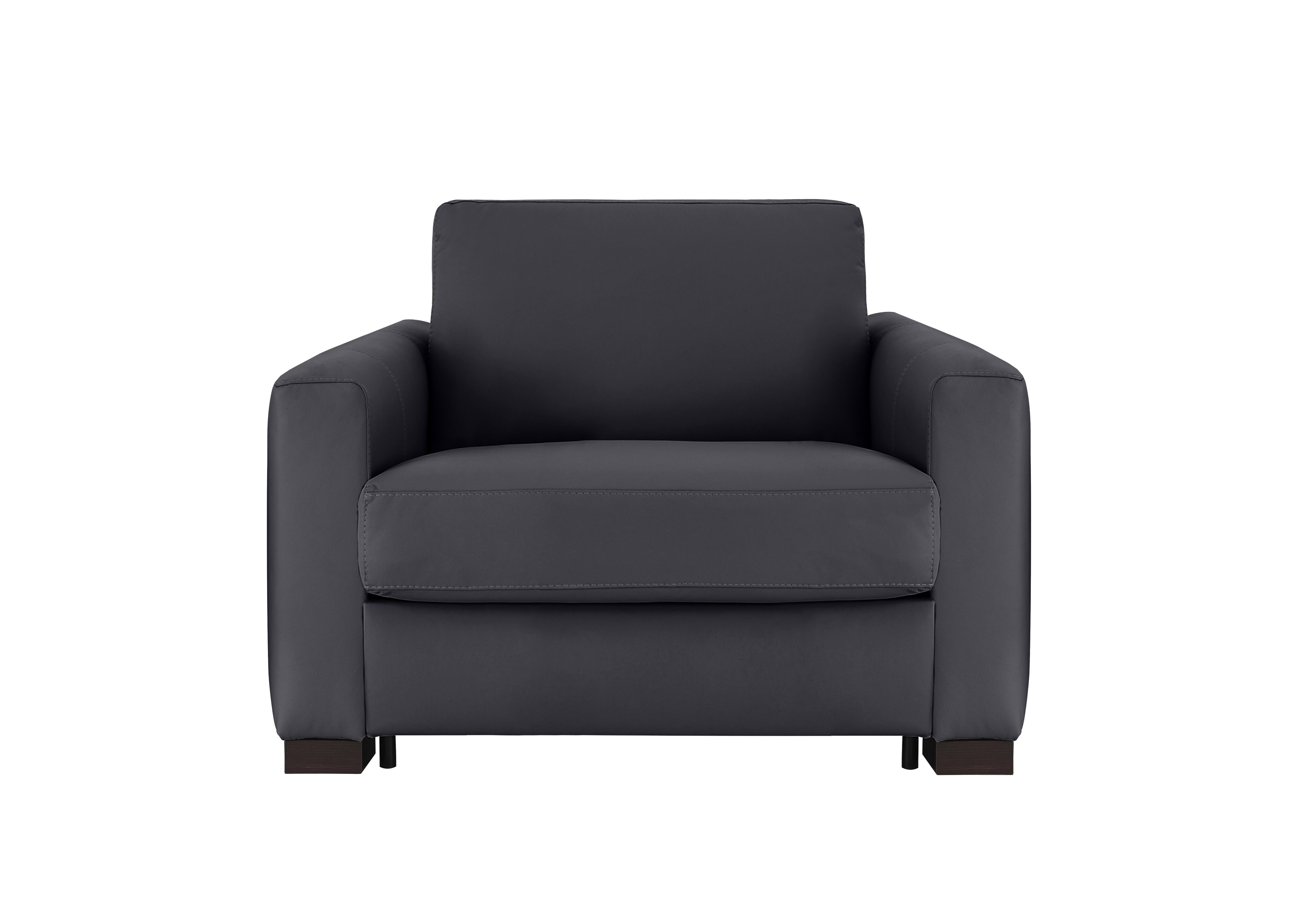 Alcova Leather Chair Sofa Bed with Box Arms in Torello Blu 81 on Furniture Village