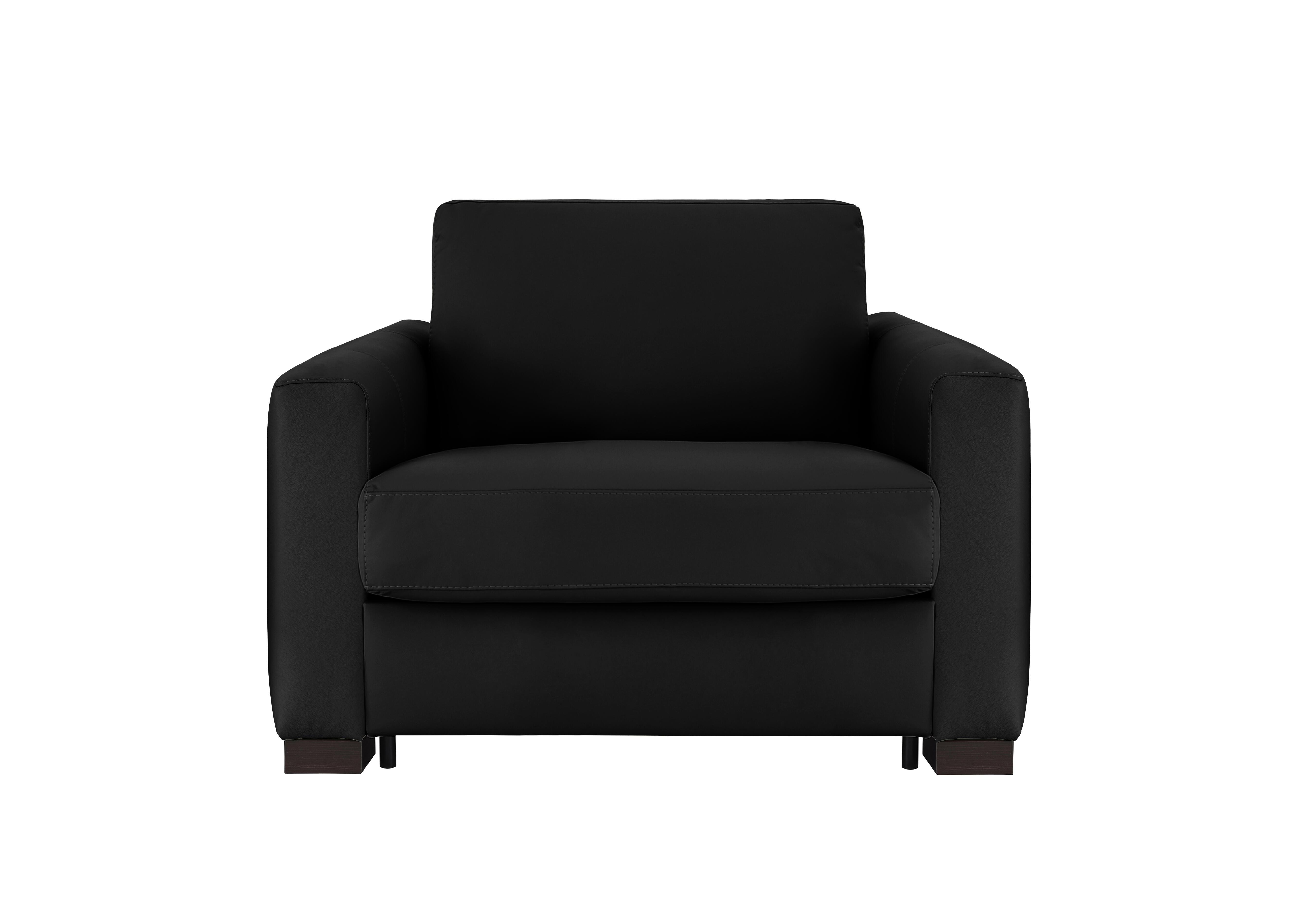 Alcova Leather Chair Sofa Bed with Box Arms in Torello Nero 71 on Furniture Village