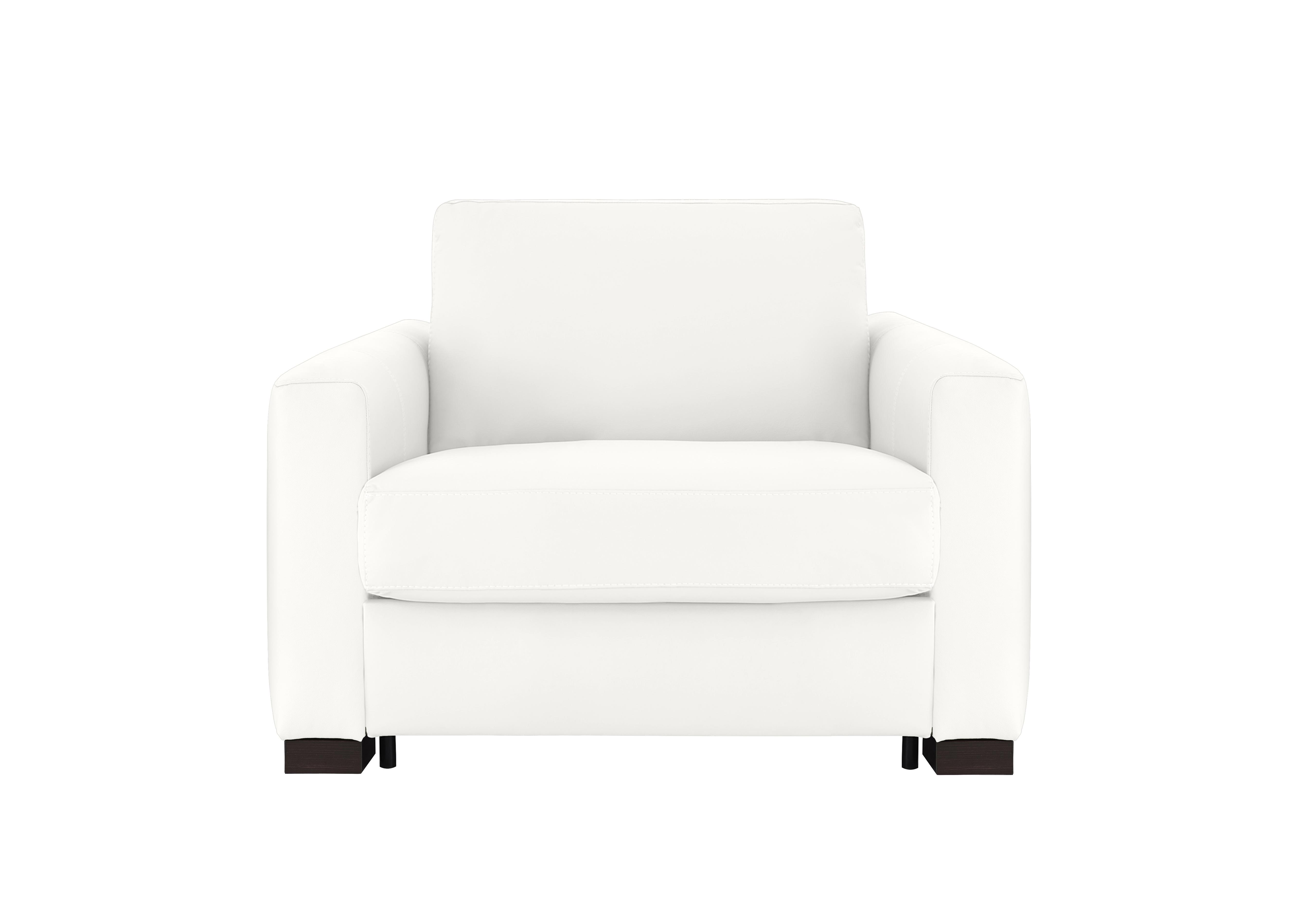 Alcova Leather Chair Sofa Bed with Box Arms in Botero Bianco 2153 on Furniture Village