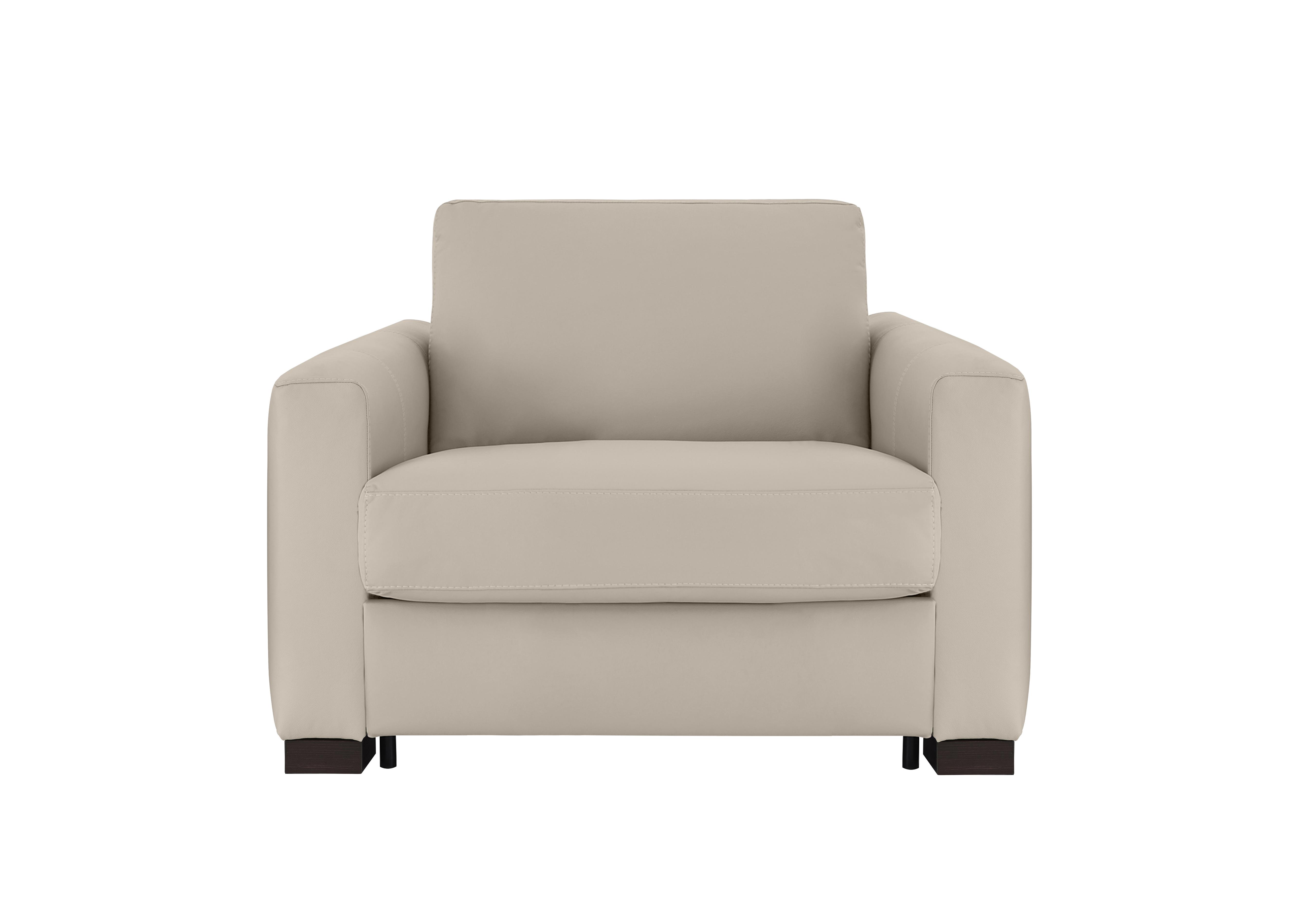 Alcova Leather Chair Sofa Bed with Box Arms in Botero Crema 2156 on Furniture Village