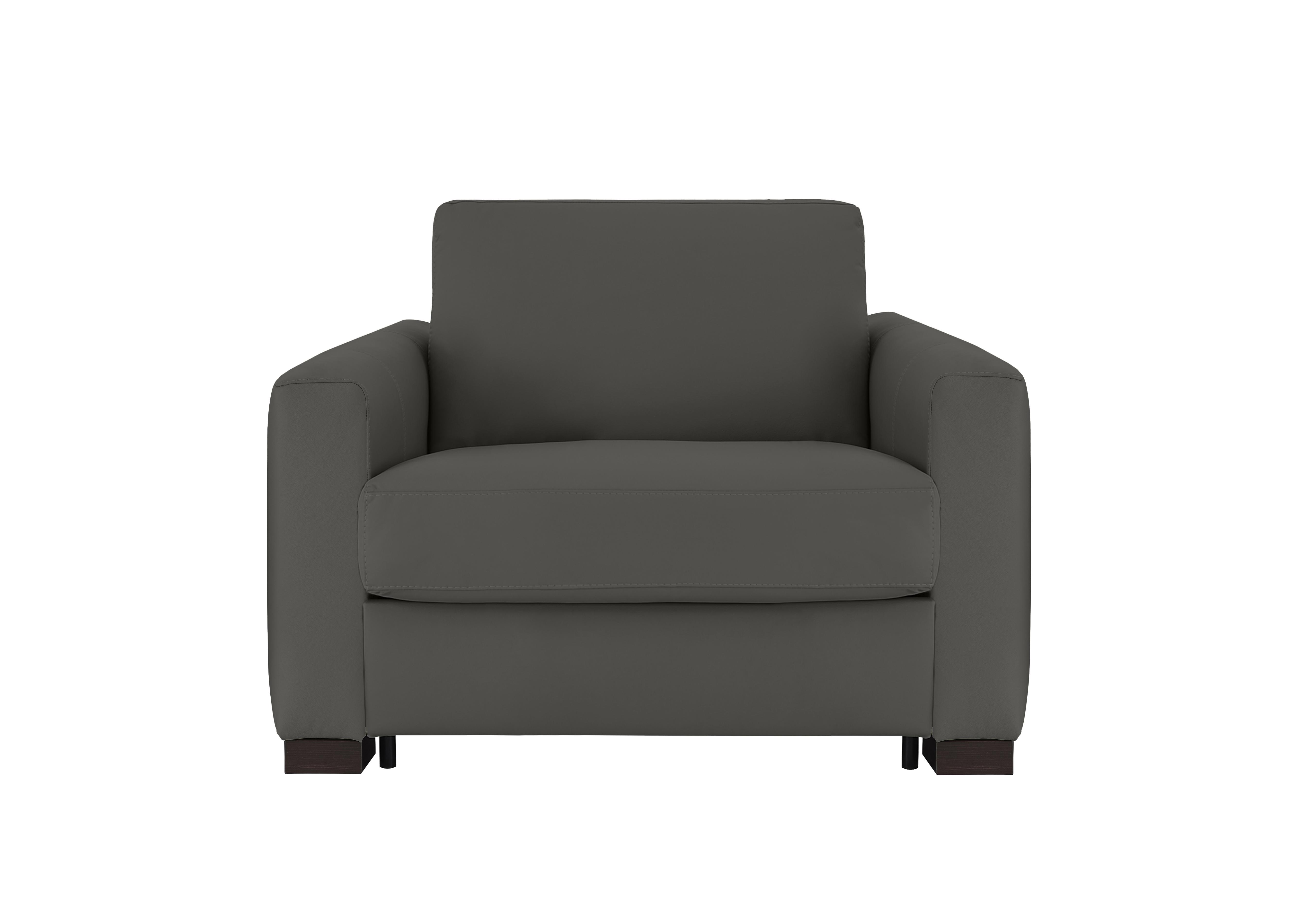 Alcova Leather Chair Sofa Bed with Box Arms in Botero Grigio 2162 on Furniture Village