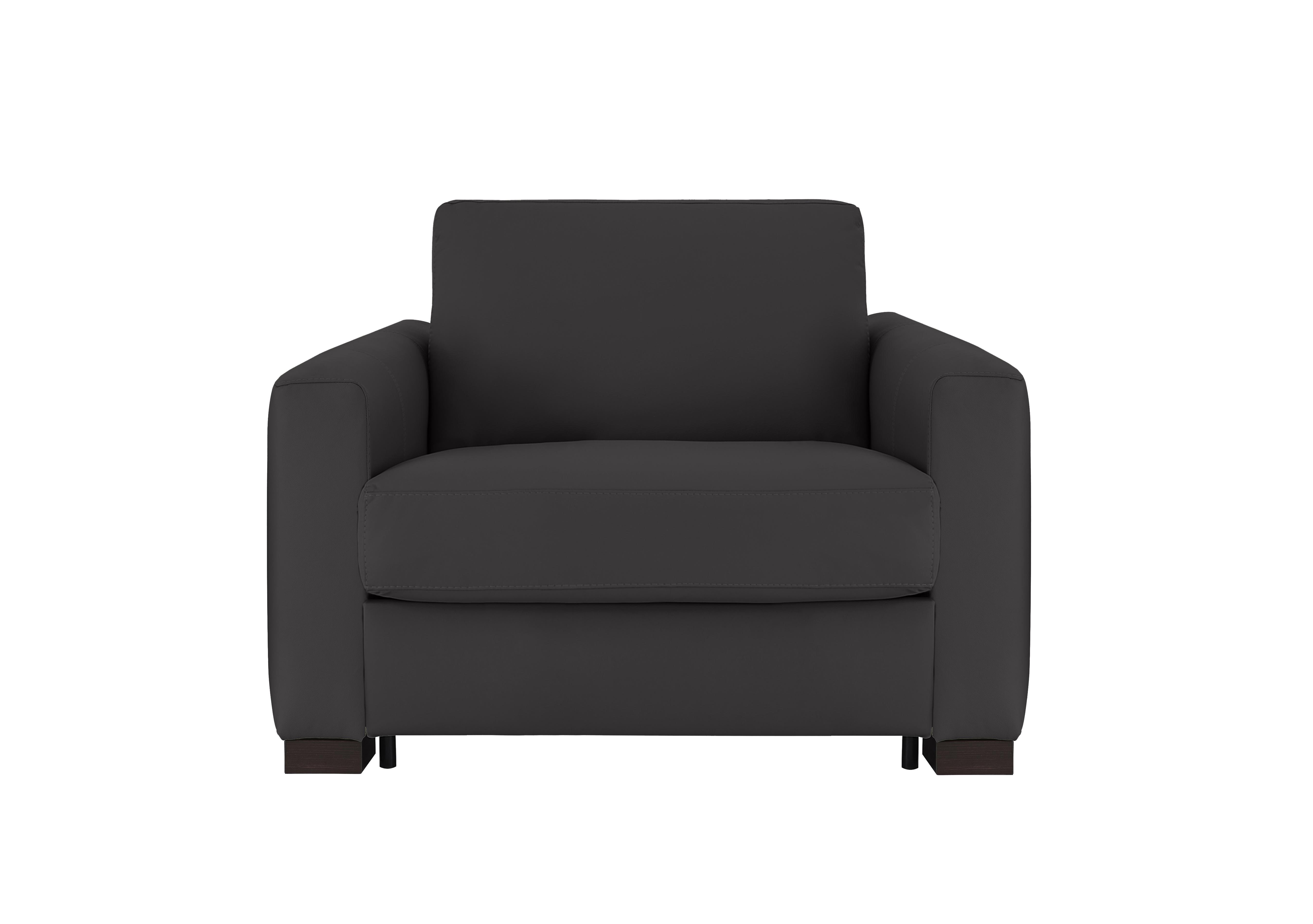 Alcova Leather Chair Sofa Bed with Box Arms in Botero Nero 2154 on Furniture Village